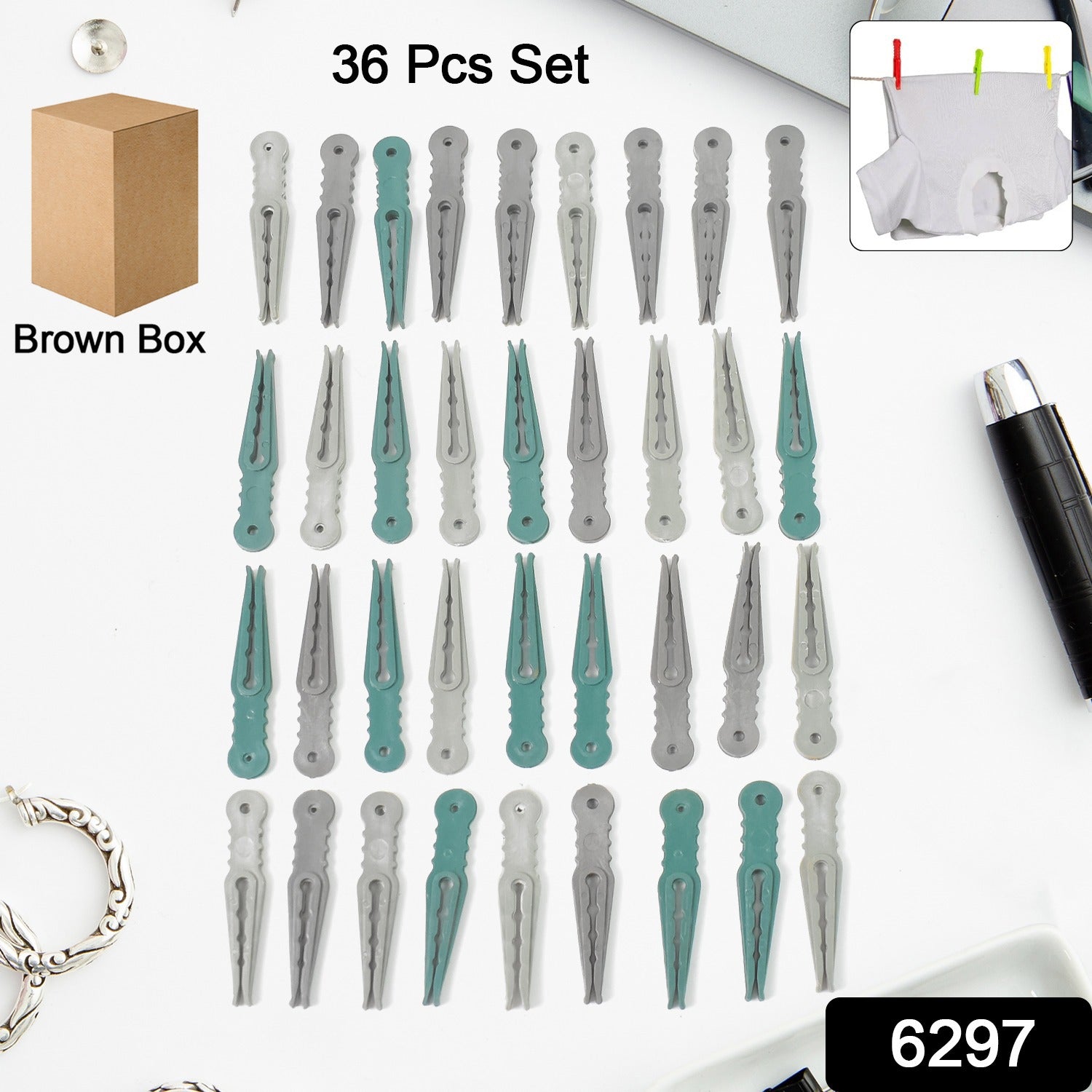 Plastic Cloth Pegs (36 Pcs) – Multipurpose & Strong | BathNova Secondary image