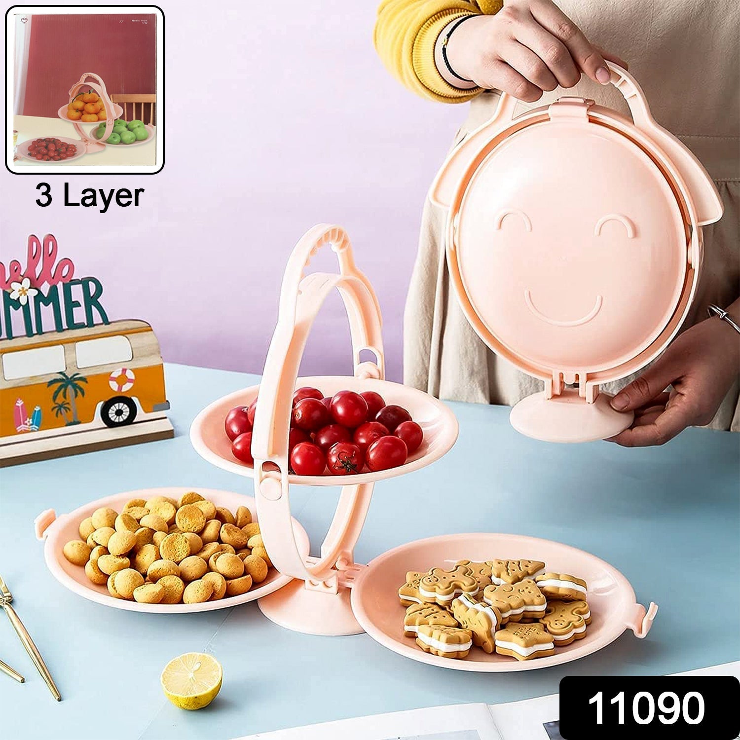 3-Layer Foldable Snack Serving Stand – Portable & Space-Saving Secondary image