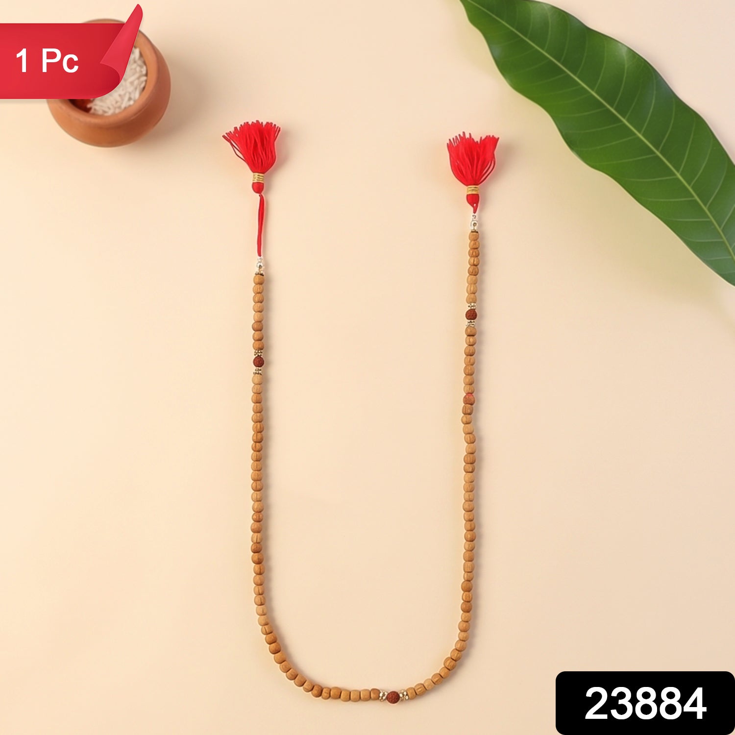 Sandalwood Mala with Rudraksha Beads, Chandan Japa Mala for Puja and Wear (1 Pc) Secondary image