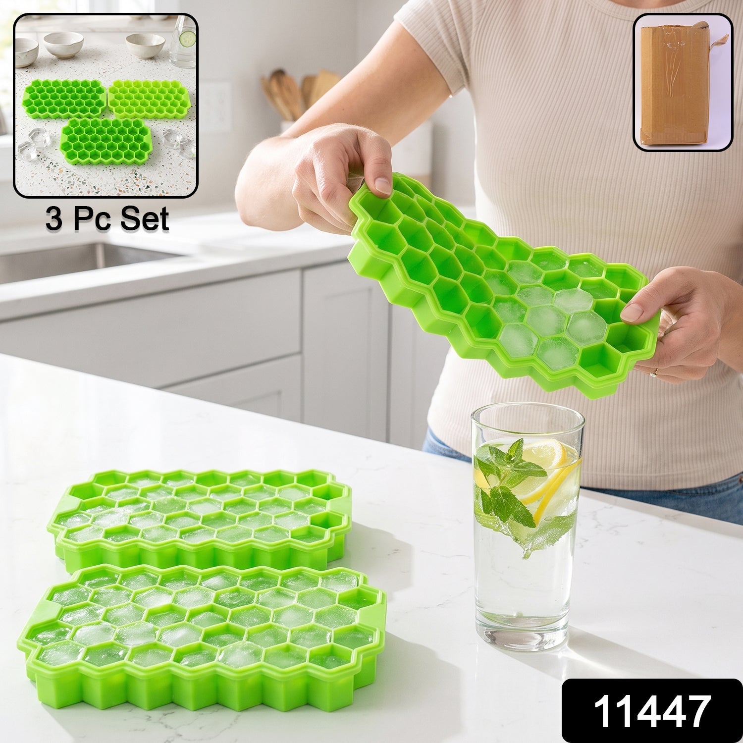 Silicone Honeycomb Ice Cube Tray 37 Cavity Flexible Mould for Freez... Secondary image