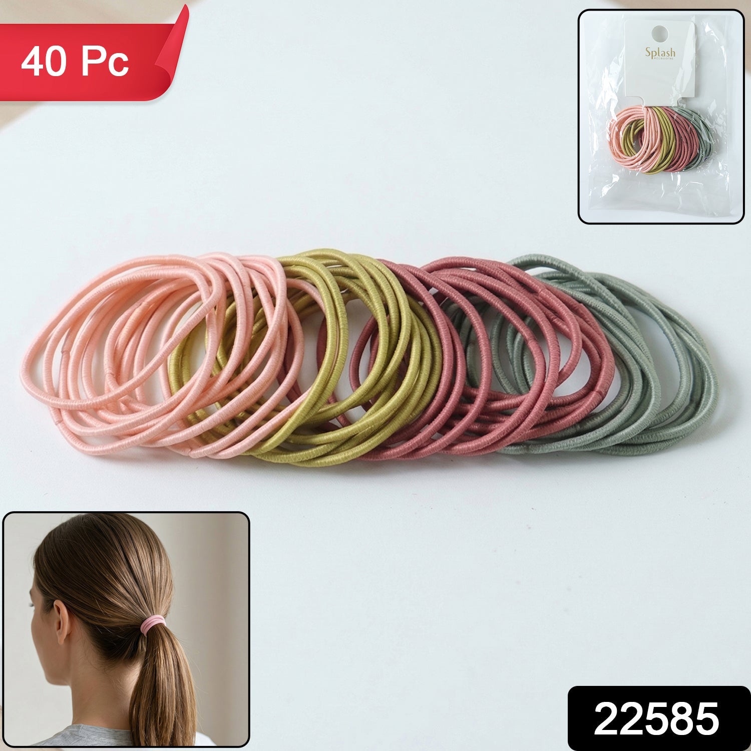 Elastic Hair Bands – Soft & Strong Grip for All Hair Types (40 Pc) Secondary image