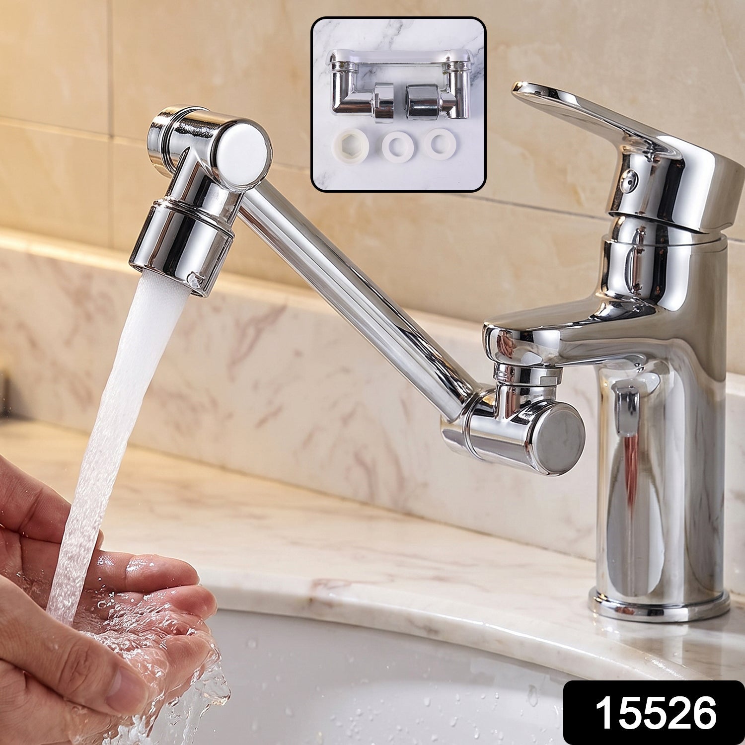 Rotatable Faucet Splash Head Extension, Swivel Arm Tap Nozzle Attachment (1 Pc) Secondary image