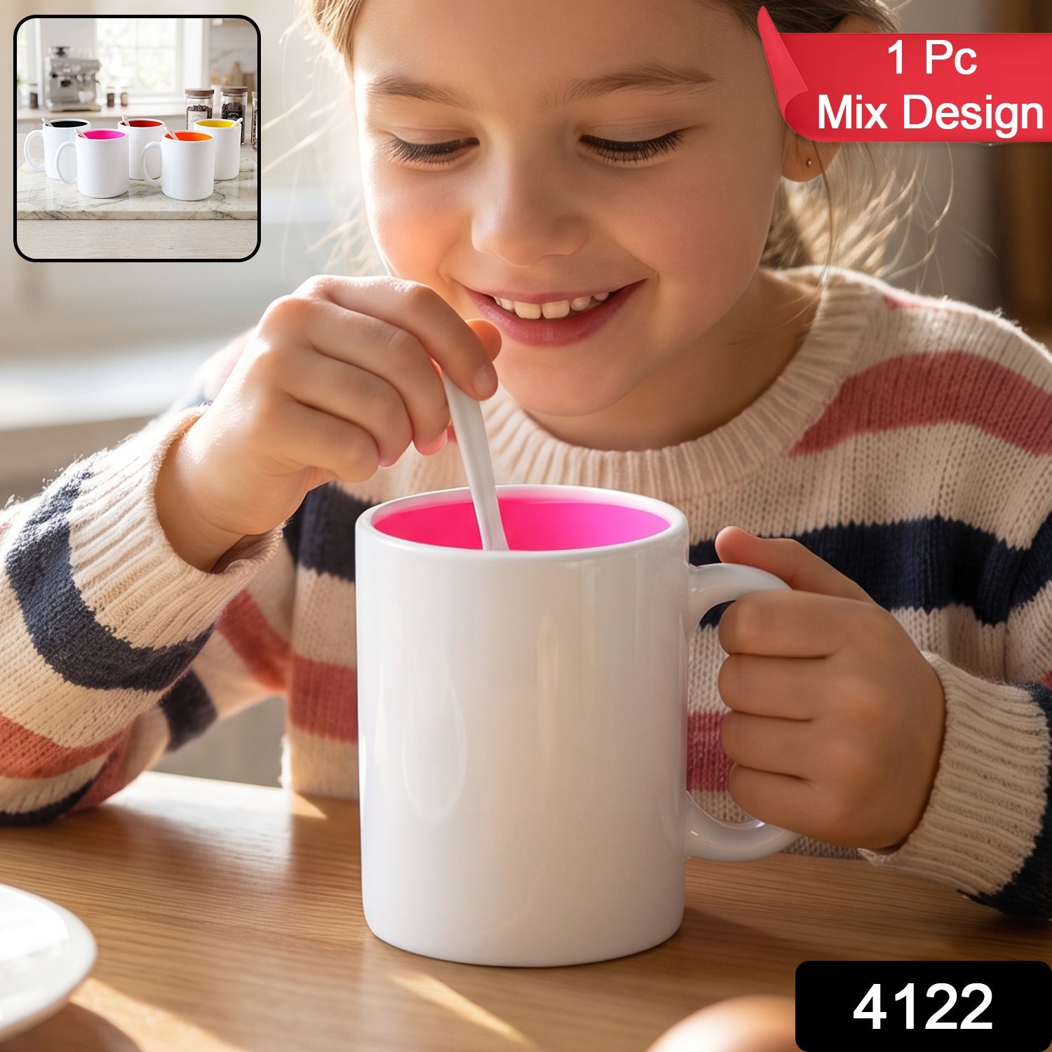 Coffee Mug with Spoon – Designer, Lead-Free Ceramic | Tidy Table Secondary image