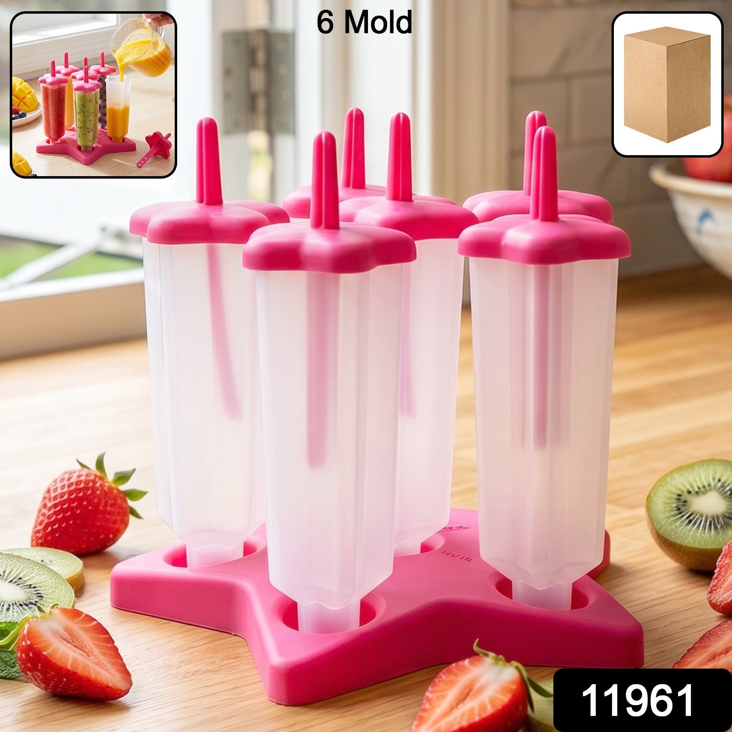 BPA-Free Plastic Ice Cream Molds – Set of 6 with Lids & Handles Secondary image