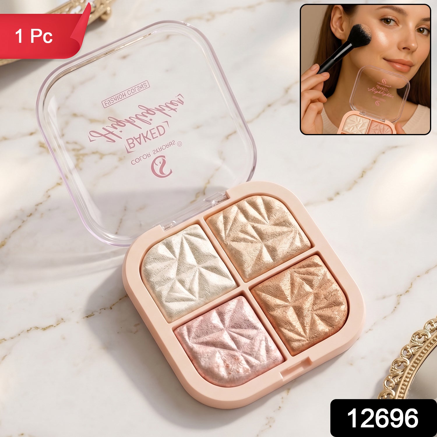 4 in 1 Baked Highlighter and Blusher Palette – Radiant Dewy Glow Secondary image