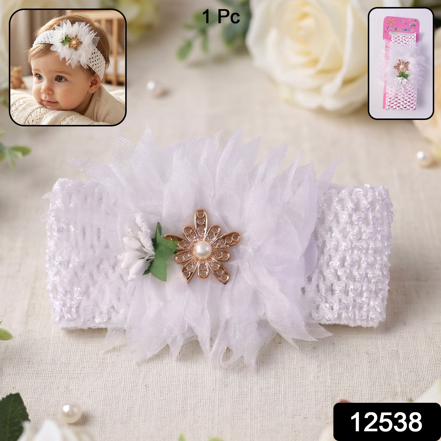 Baby Headband – Comfortable Soft Elastic Floral Design Secondary image