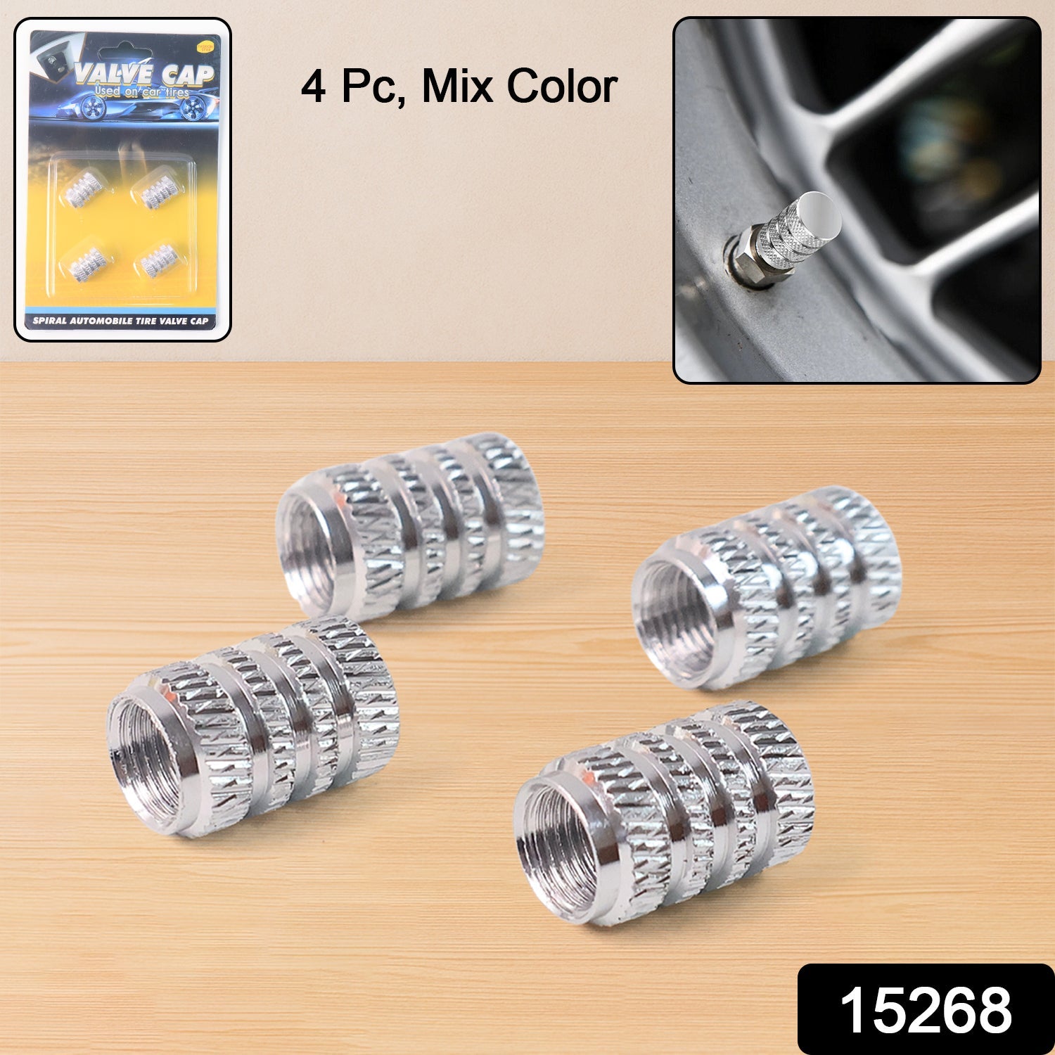 Silver Aluminium Valve Caps – Durable Set of 4 for Cars Secondary image