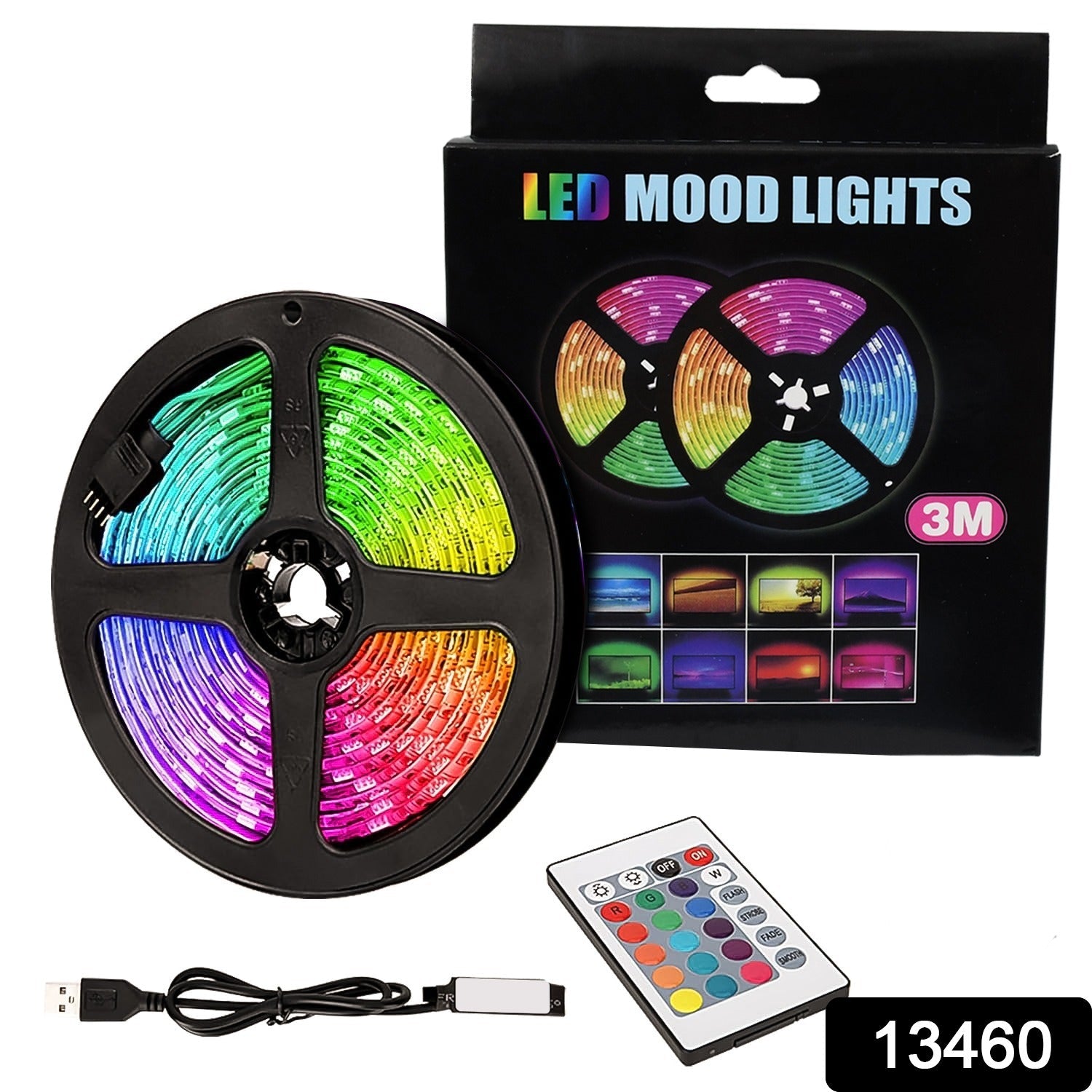 RGB LED Strip Lights – 3M Multi-Colour USB with Remote | Indo Glow Secondary image