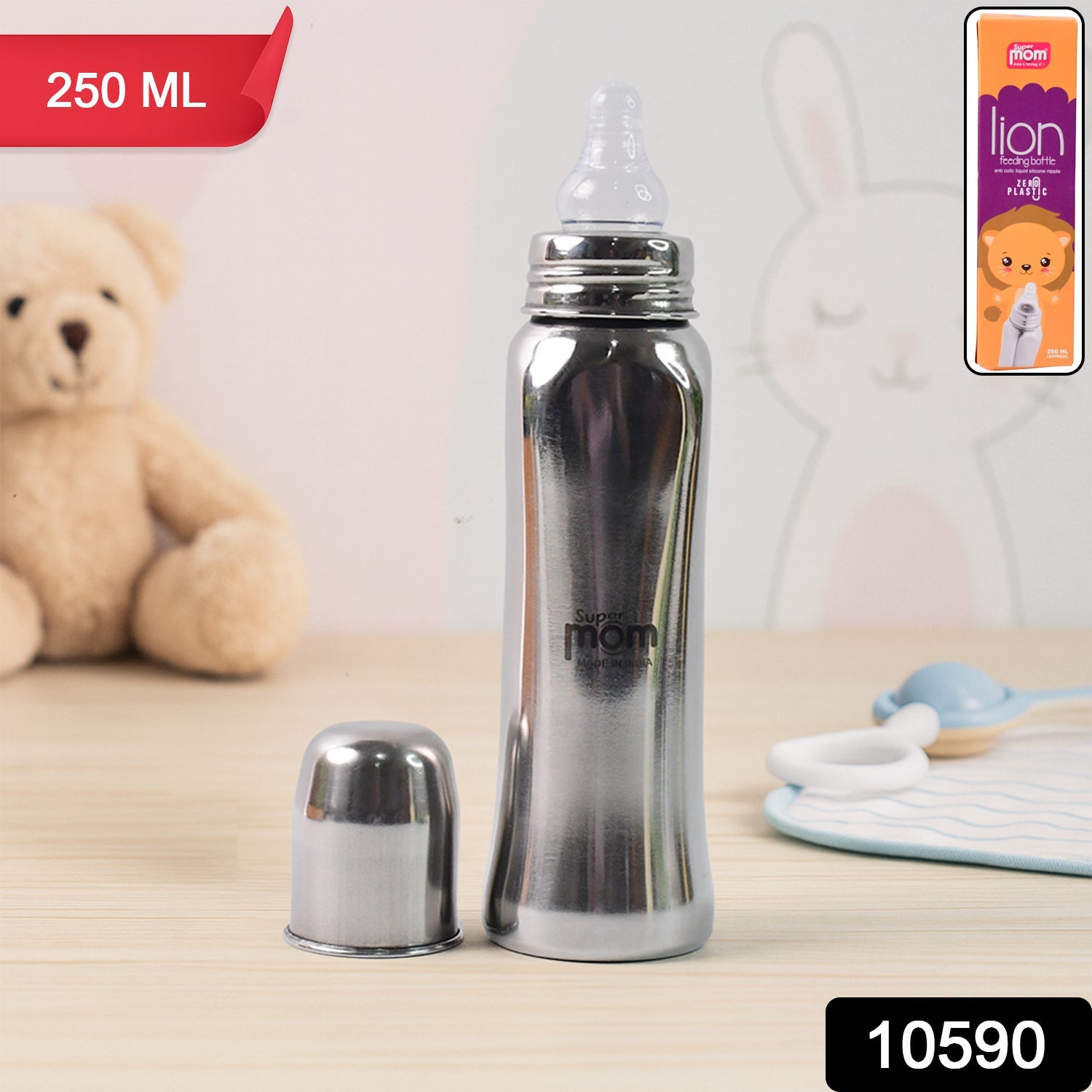 Anti-Colic Stainless Steel Feeding Bottle – 250ml Safe Comfort Secondary image