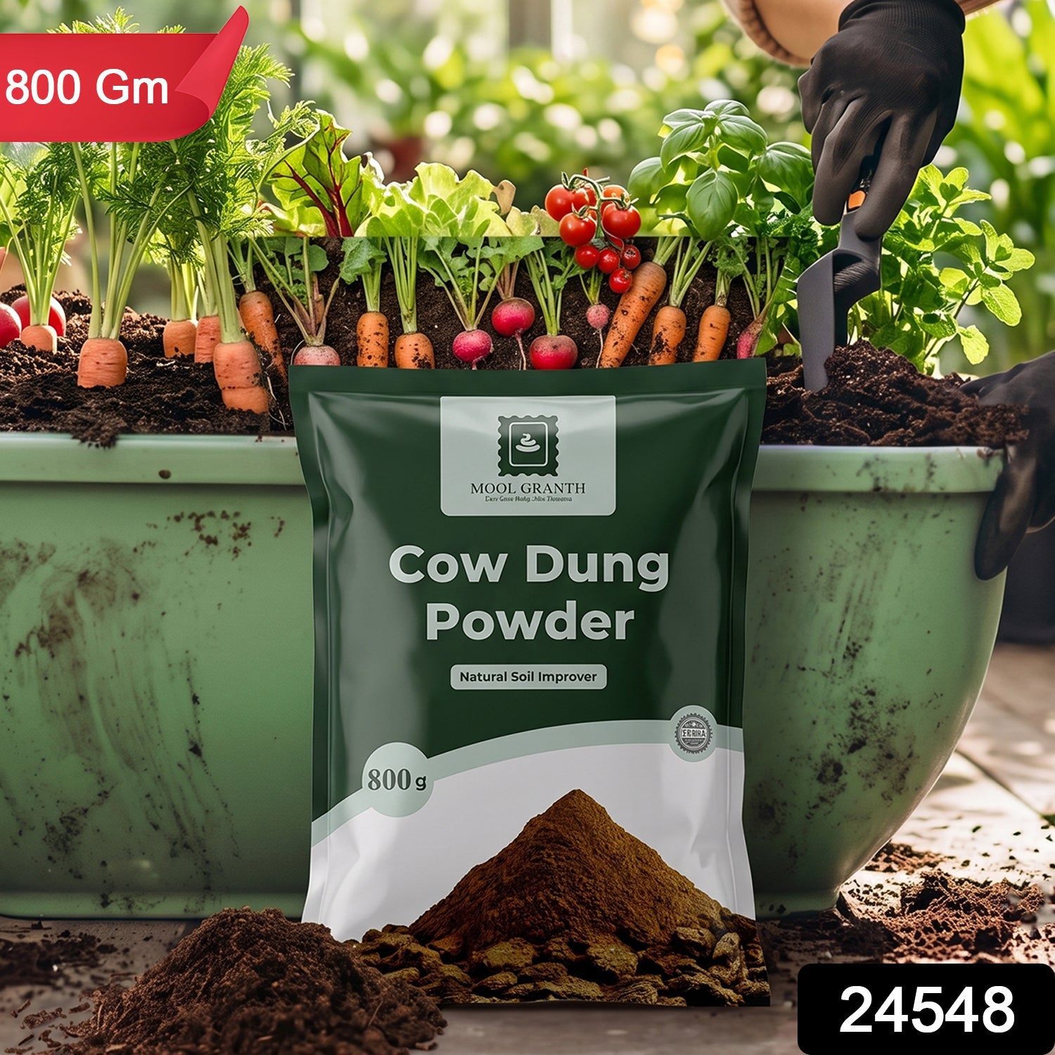 Organic Cow Dung Powder 800g, Natural Soil Improver and Manure for Plants (1 Pc) Secondary image