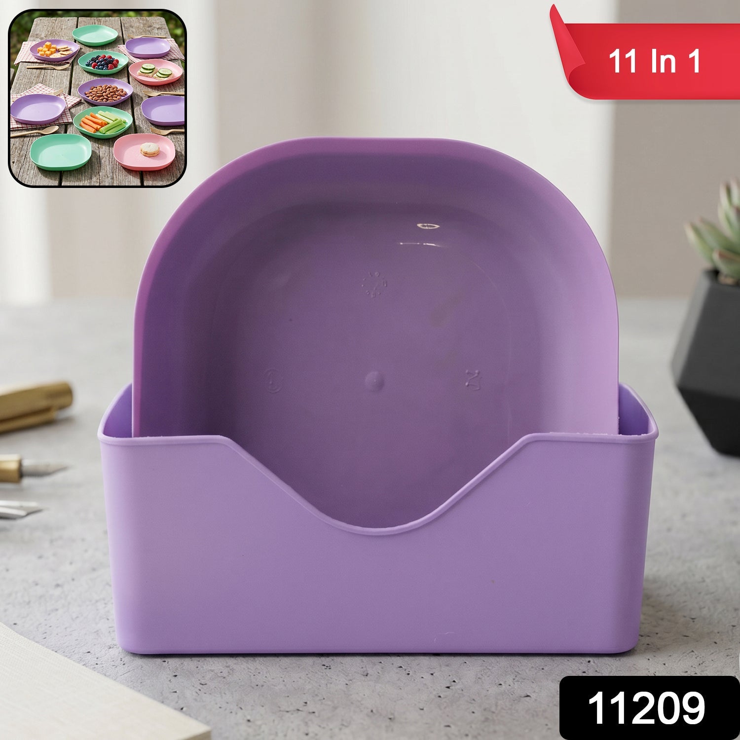 Plastic Snack Serving Tray Plates Set – Space-saving & Durable Secondary image