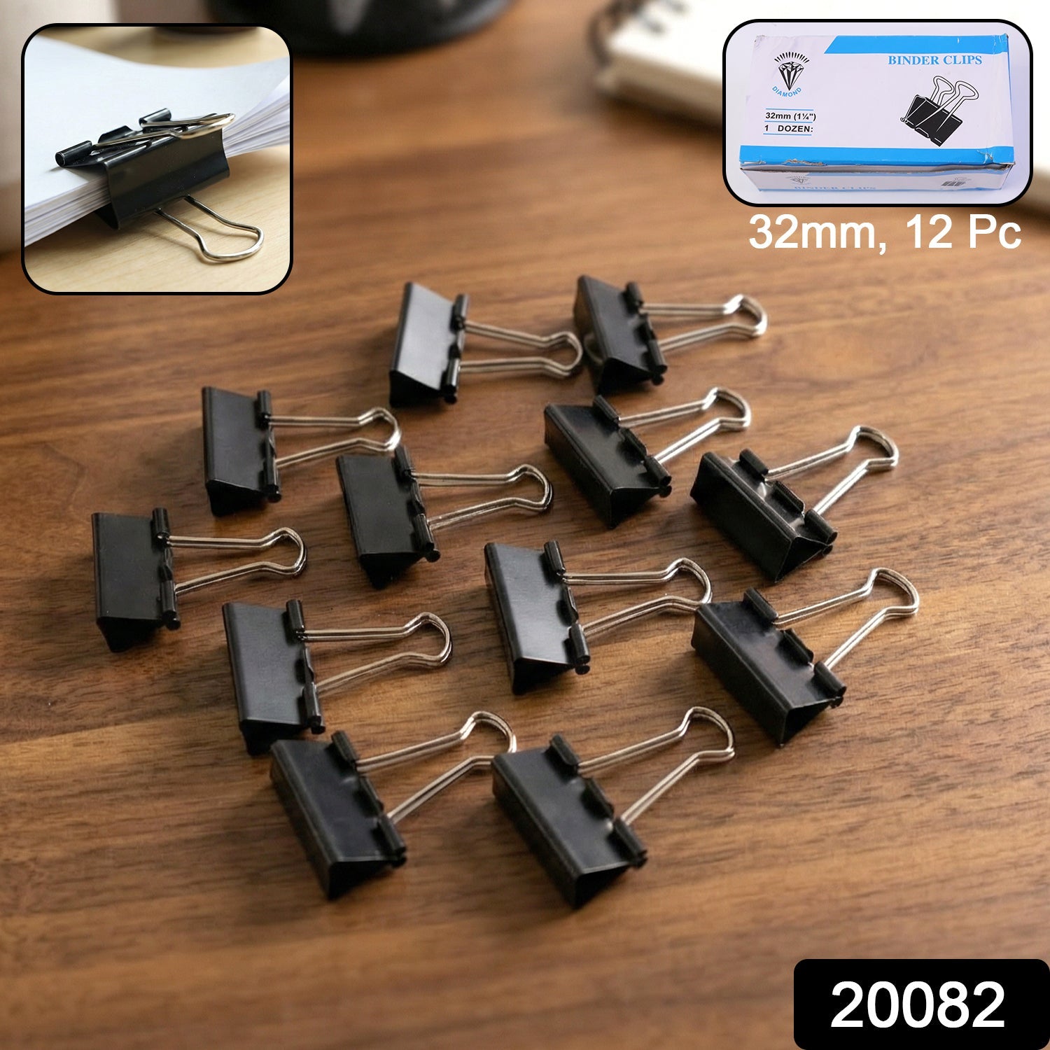 Binder Clips 32mm – Heavy-Duty Strong Metal Clips, 12 Pc Set Secondary image
