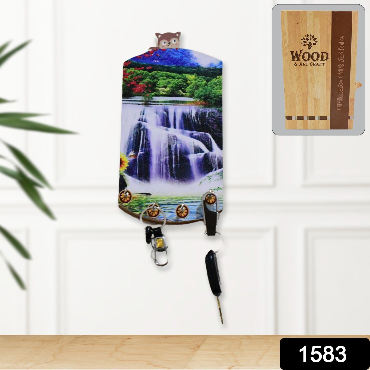 Wooden Wall Decor with Hooks – Vertical Scenery Art | GlimmerHome Secondary image