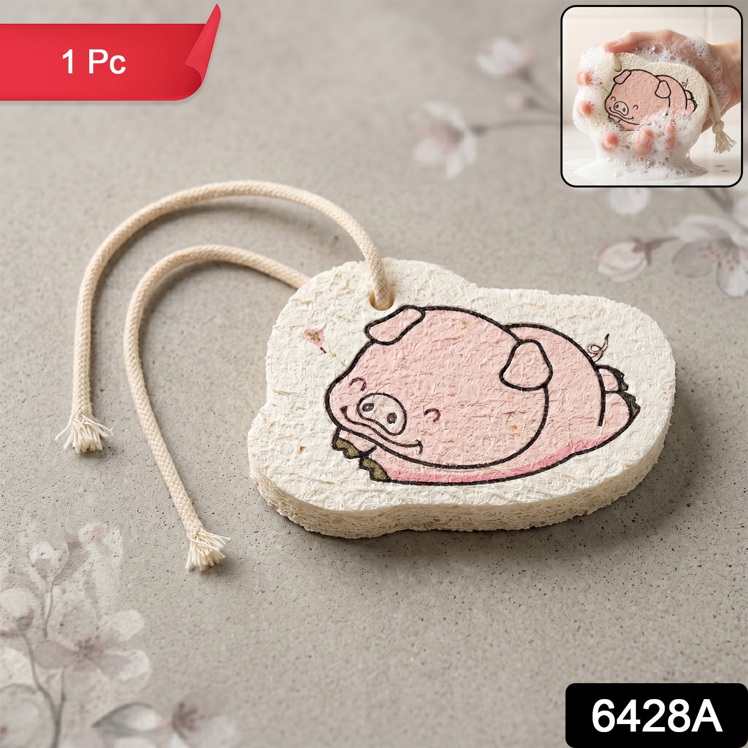 Bath Scrubber Sponge – Cartoon Print for Kids & Adults | Velvet Wipe Secondary image