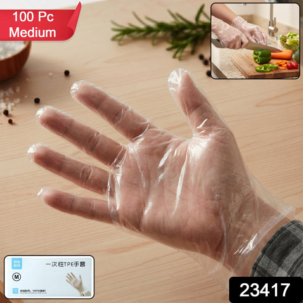 Transparent disposable TPE gloves ideal for food preparation and cleaning