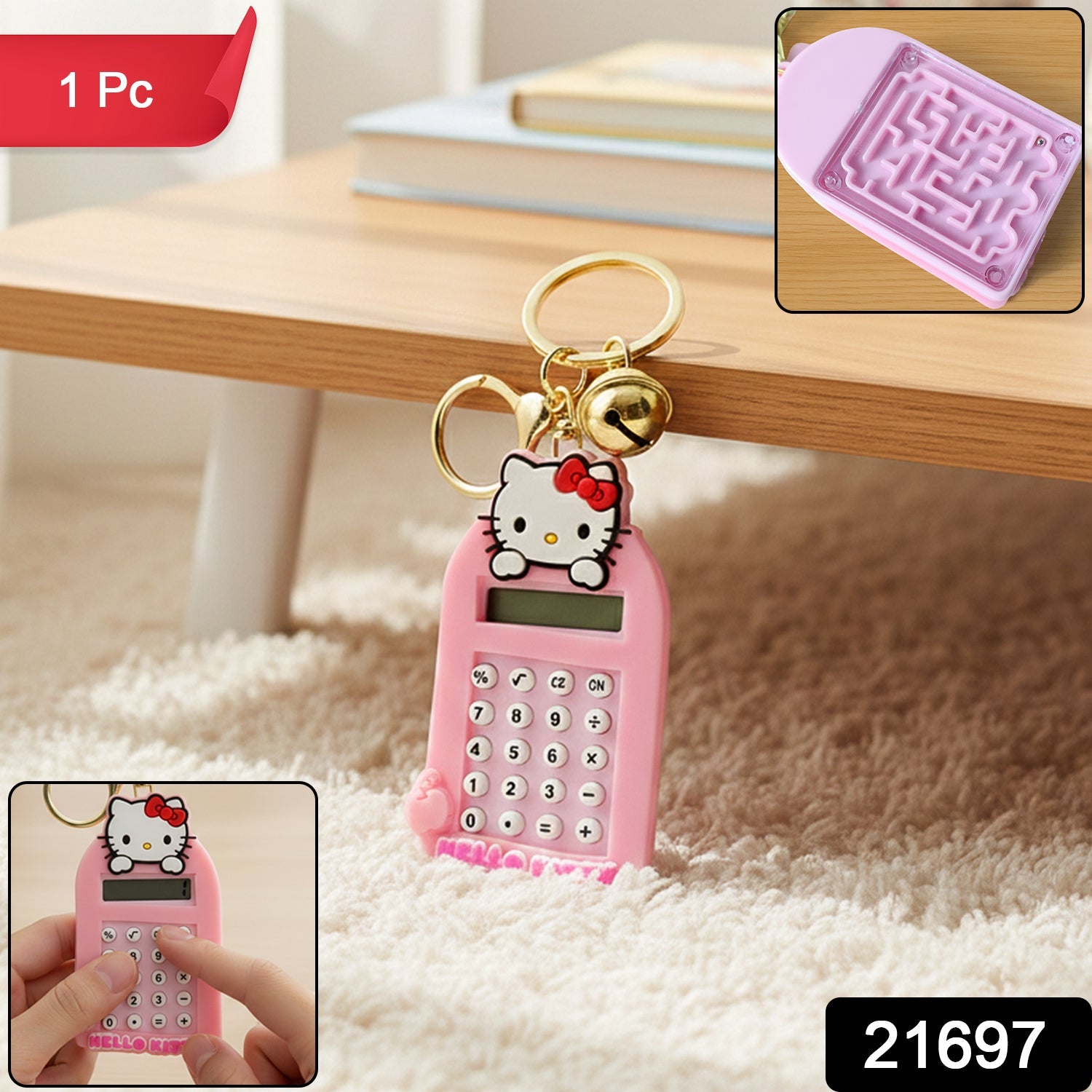 Cartoon Cat Calculator Keychain – Portable Mini Digital Calculator Secondary image