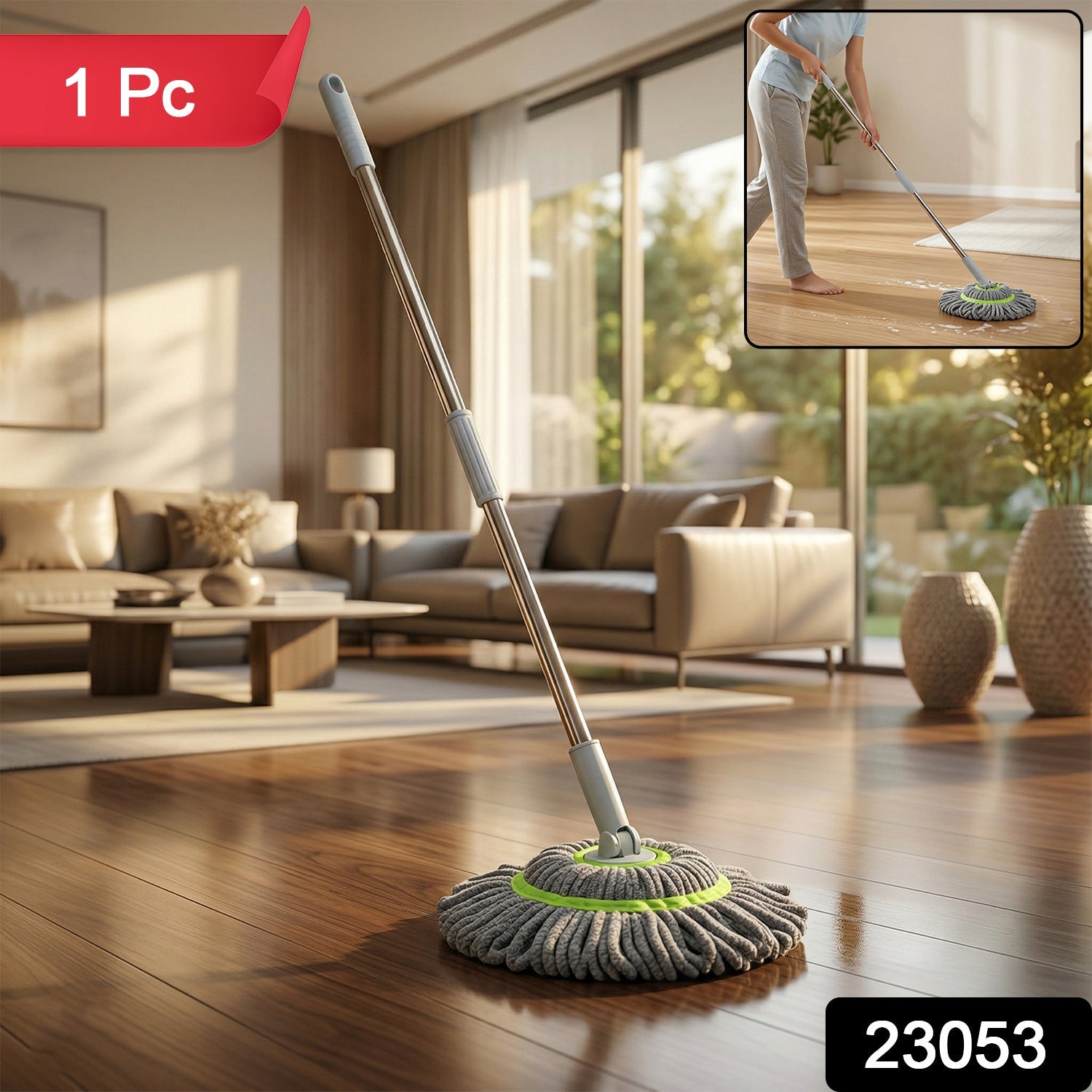 360° Spin Mop – Adjustable Handle & Microfiber Head for Effortless Cleaning Secondary image