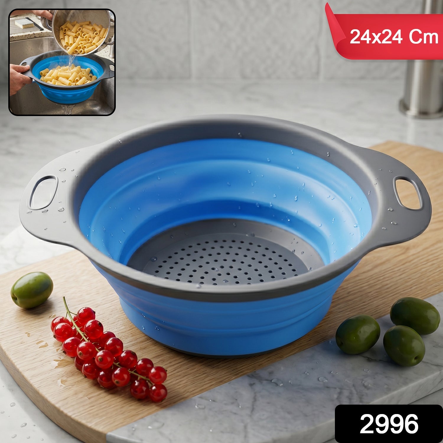 Silicone Collapsible Strainer – Space-Saving Kitchen Tool for Easy Draining Secondary image