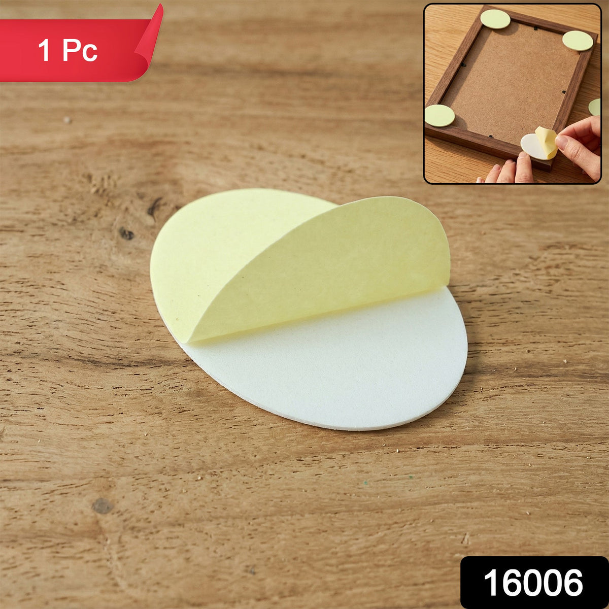 Round adhesive furniture pad on chair leg for floor protection Main image
