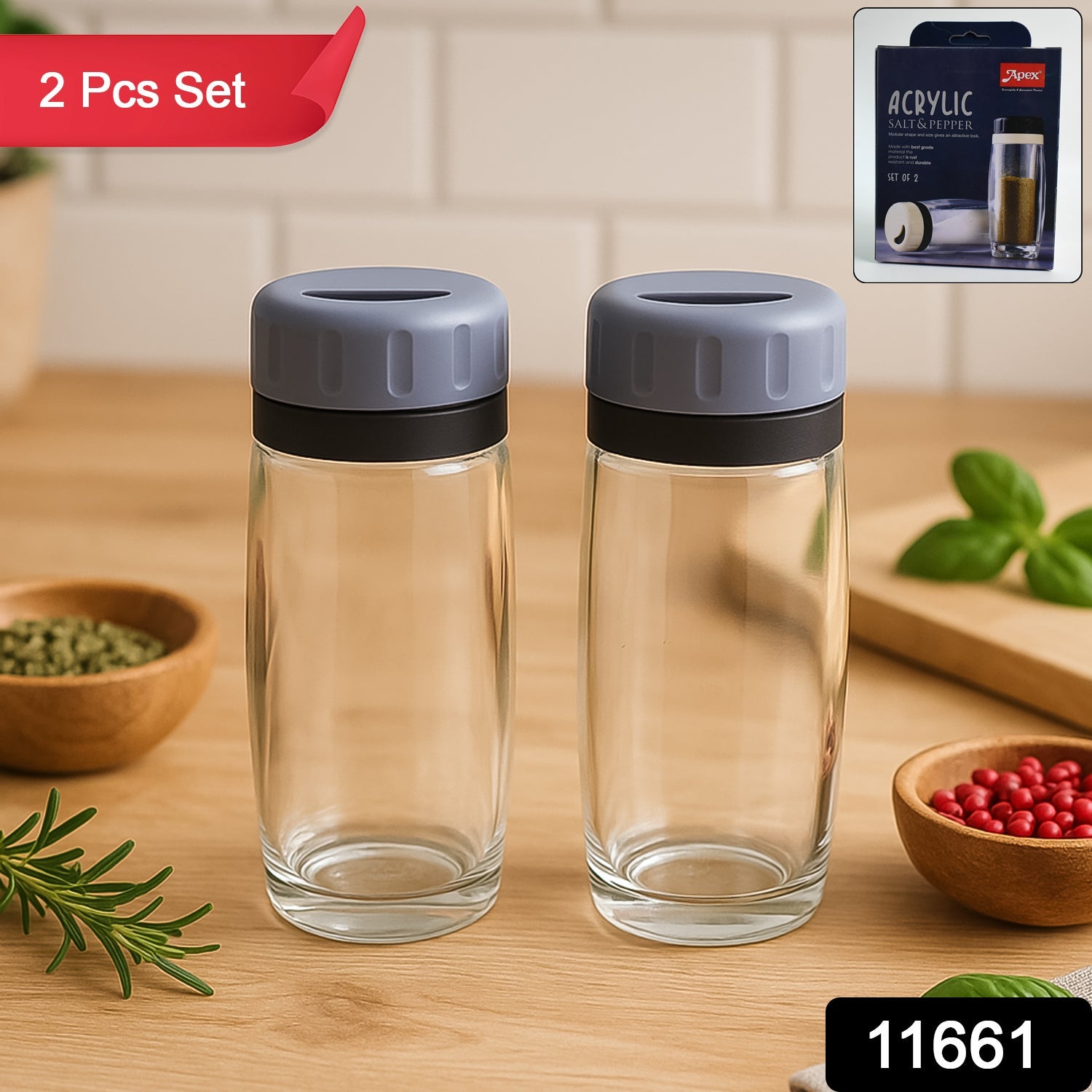 Salt and Pepper Shaker Set – Transparent Acrylic & Durable Design Secondary image