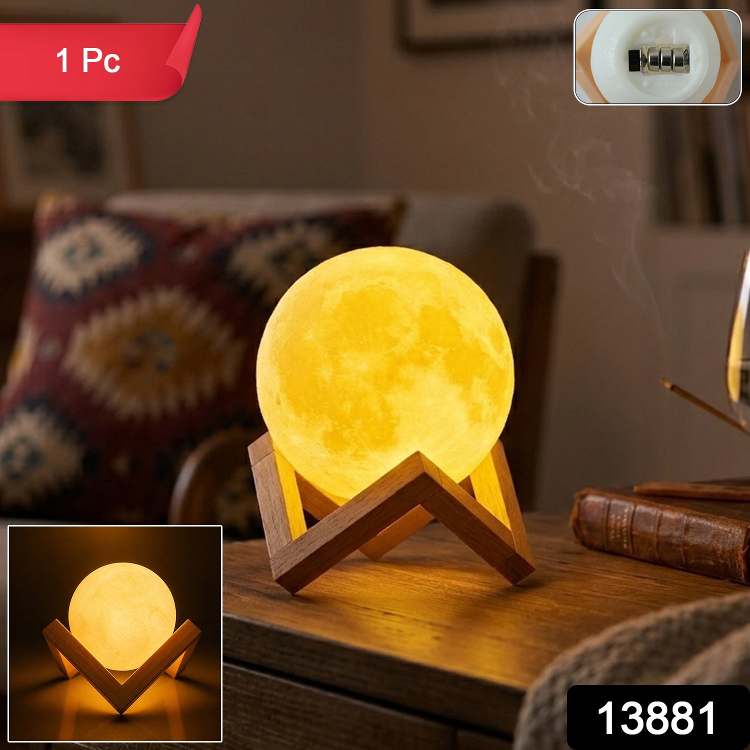 Rechargeable LED Moon Lamp – Soothing Ambient Light for Home Secondary image