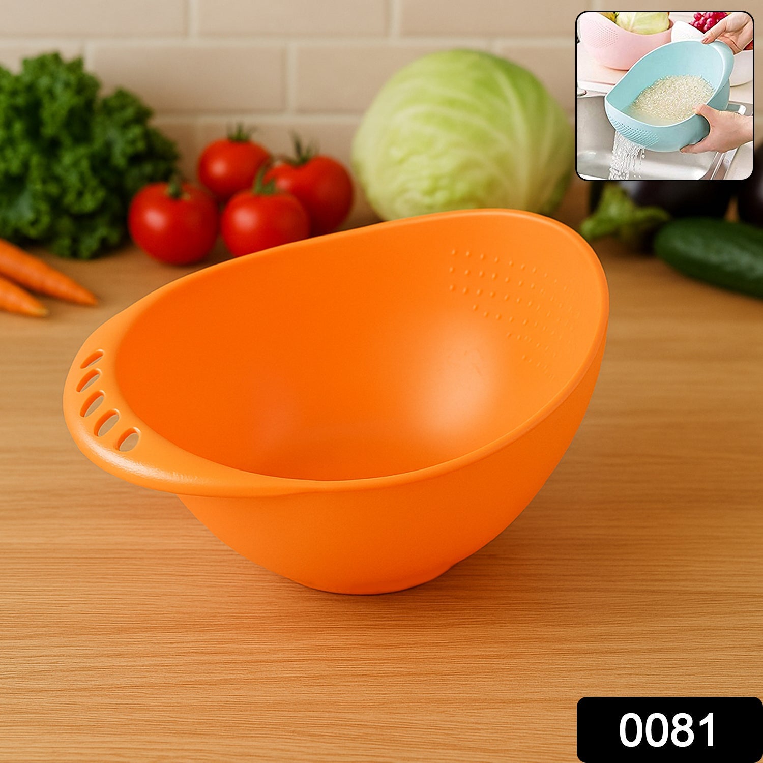 Rice Washing Bowl – Durable Plastic Vegetable Strainer | Tidy Table Secondary image