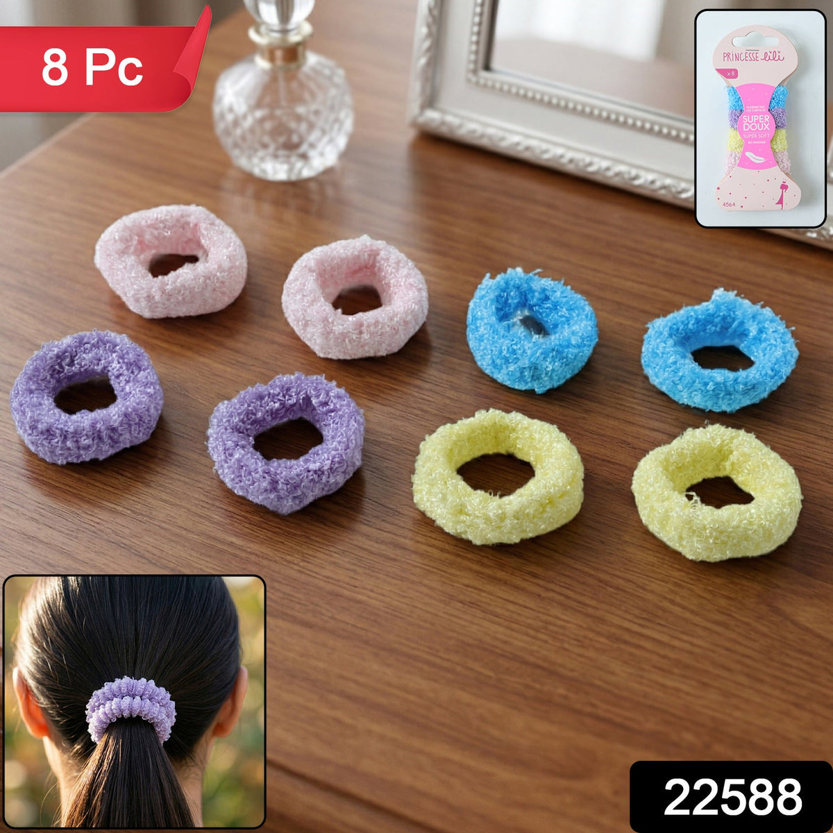 Colorful elastic hair ties set for gentle hair hold Main image