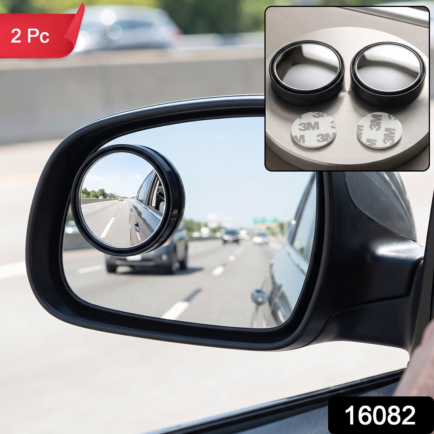 Round Blind Spot Mirror Wide Angle Rear View for Car 360 Degree (2 Pc Set) Secondary image