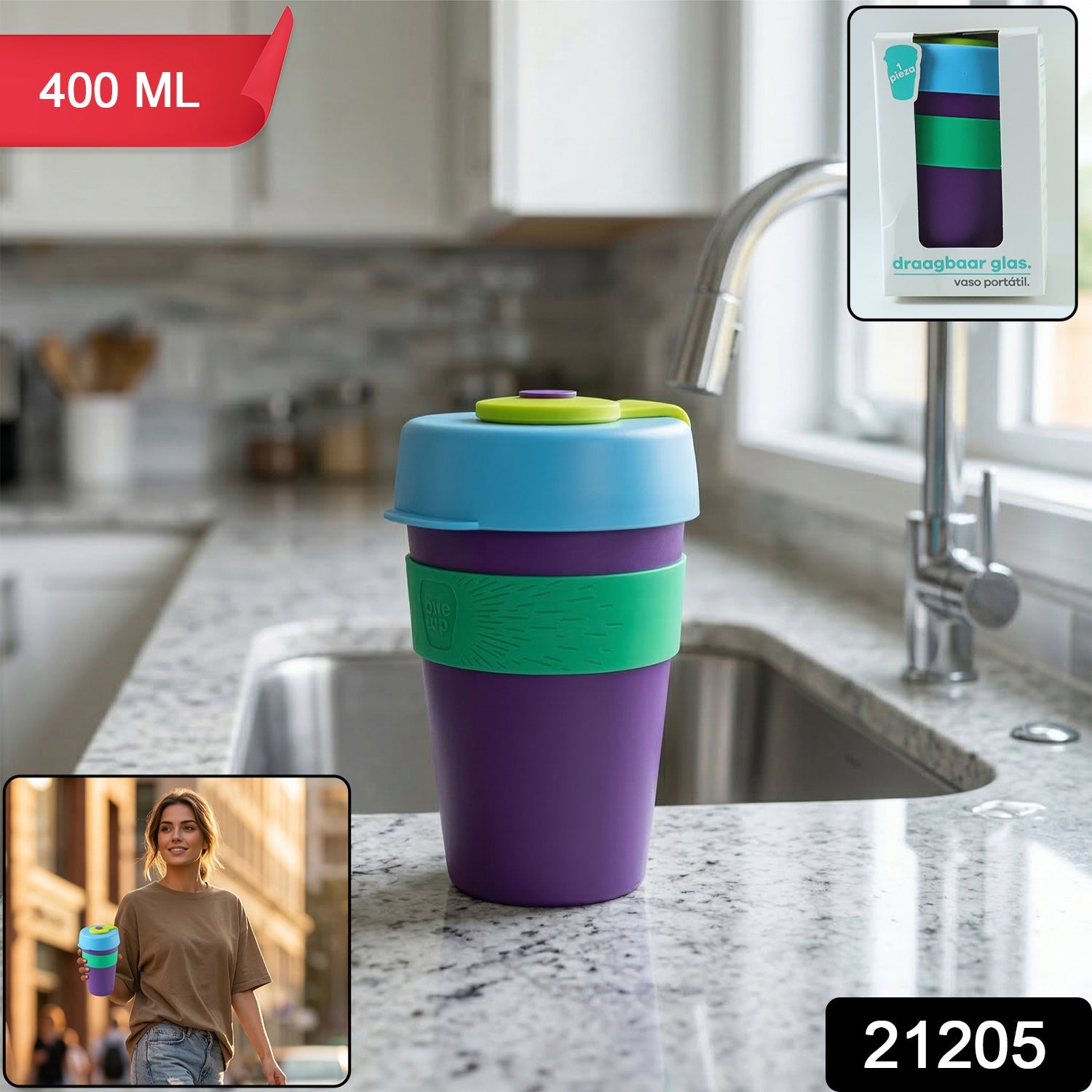 Reusable Colorful Travel Mug – Spill-resistant & Stylish 400 ML Secondary image