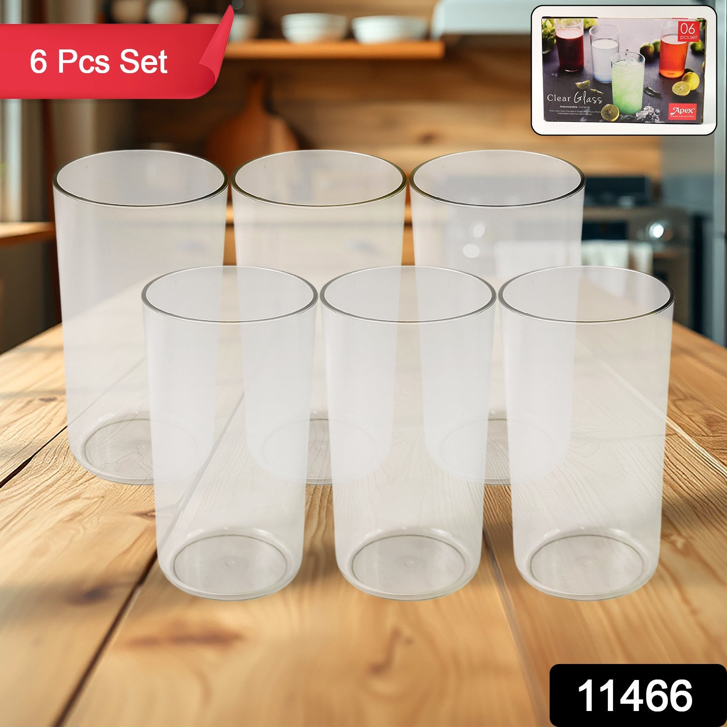 Clear Plastic Tumbler Set – 6-Piece Unbreakable Glass-Look Secondary image