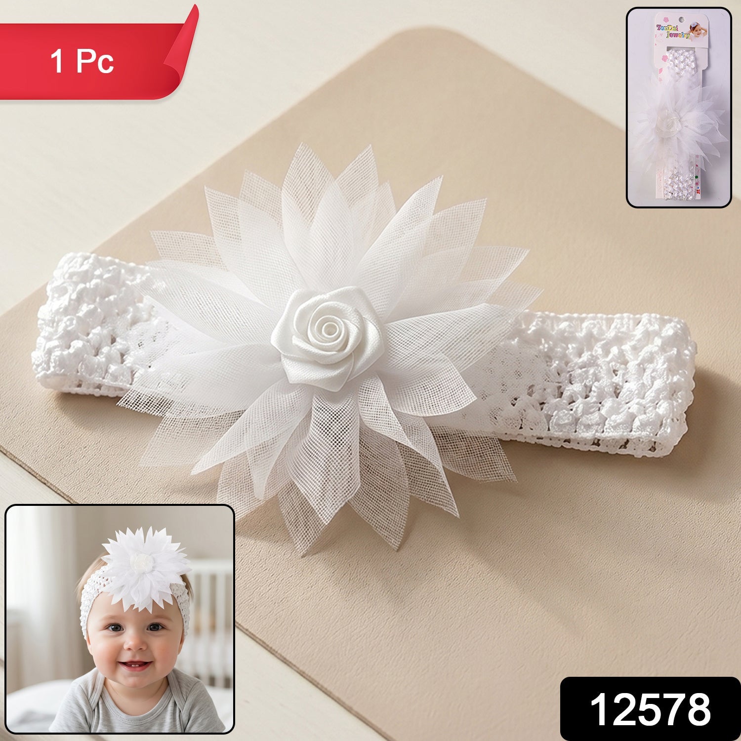 Baby Headband – Soft Elastic Floral Design for Comfort & Style Secondary image