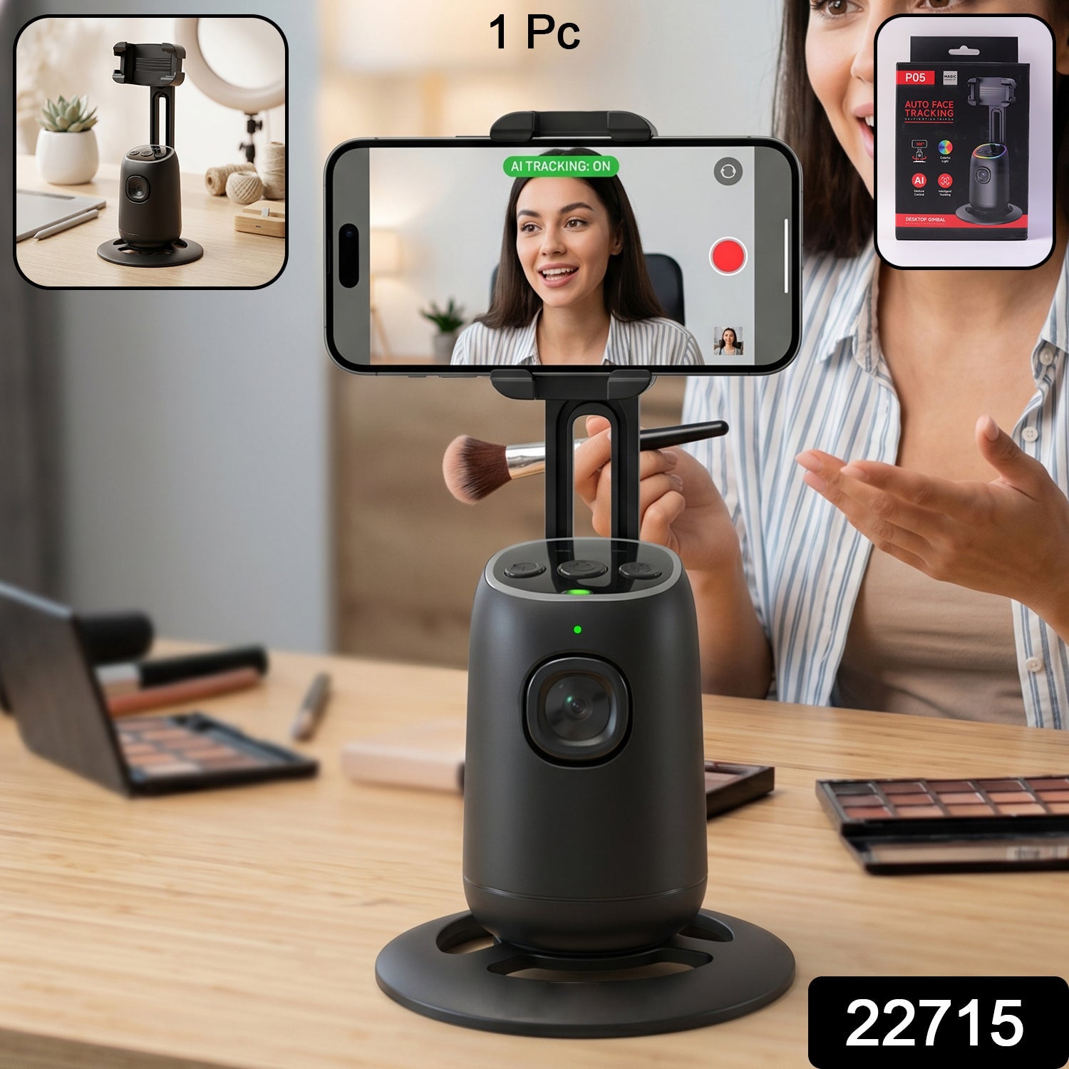 AI Face Tracking Mobile Holder – Hands-Free 360° Video Streaming Secondary image