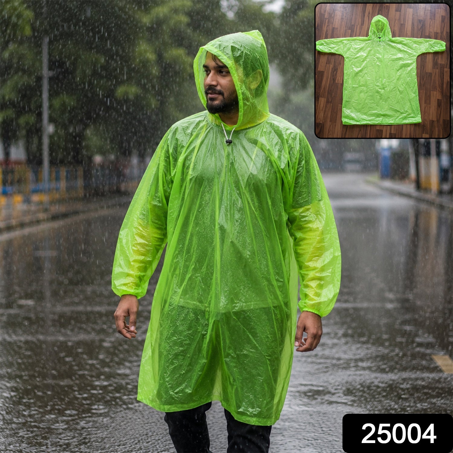Reusable Waterproof Raincoat – Hooded Long Poncho for Men & Women Secondary image