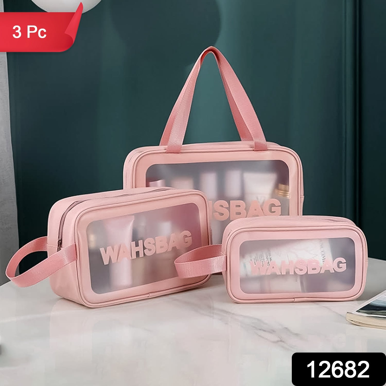 Cosmetic Pouch Set – Waterproof Travel Makeup Bags (Set of 3) | BeautyBare Secondary image