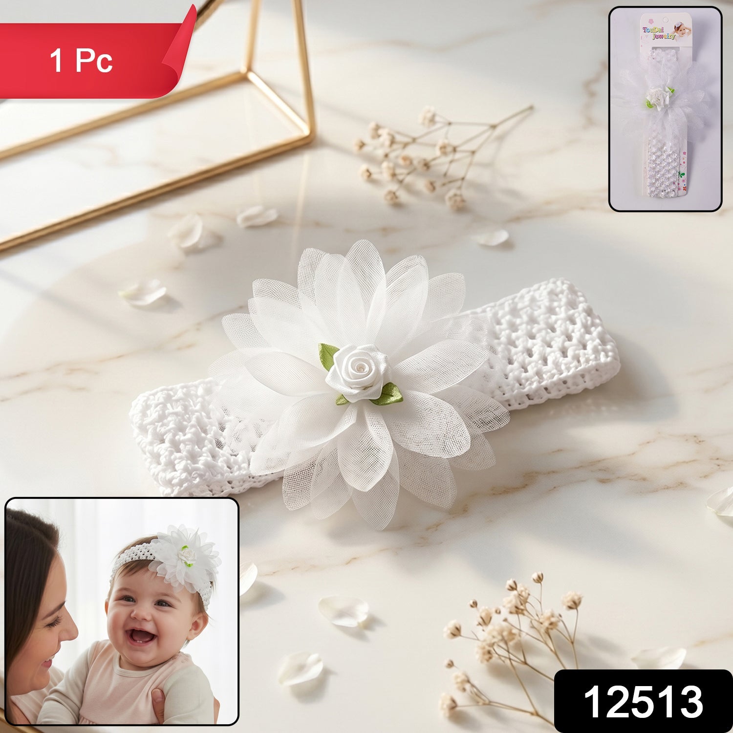 Cute Soft Elastic Floral Baby Headband – Comfortable & Stylish Secondary image