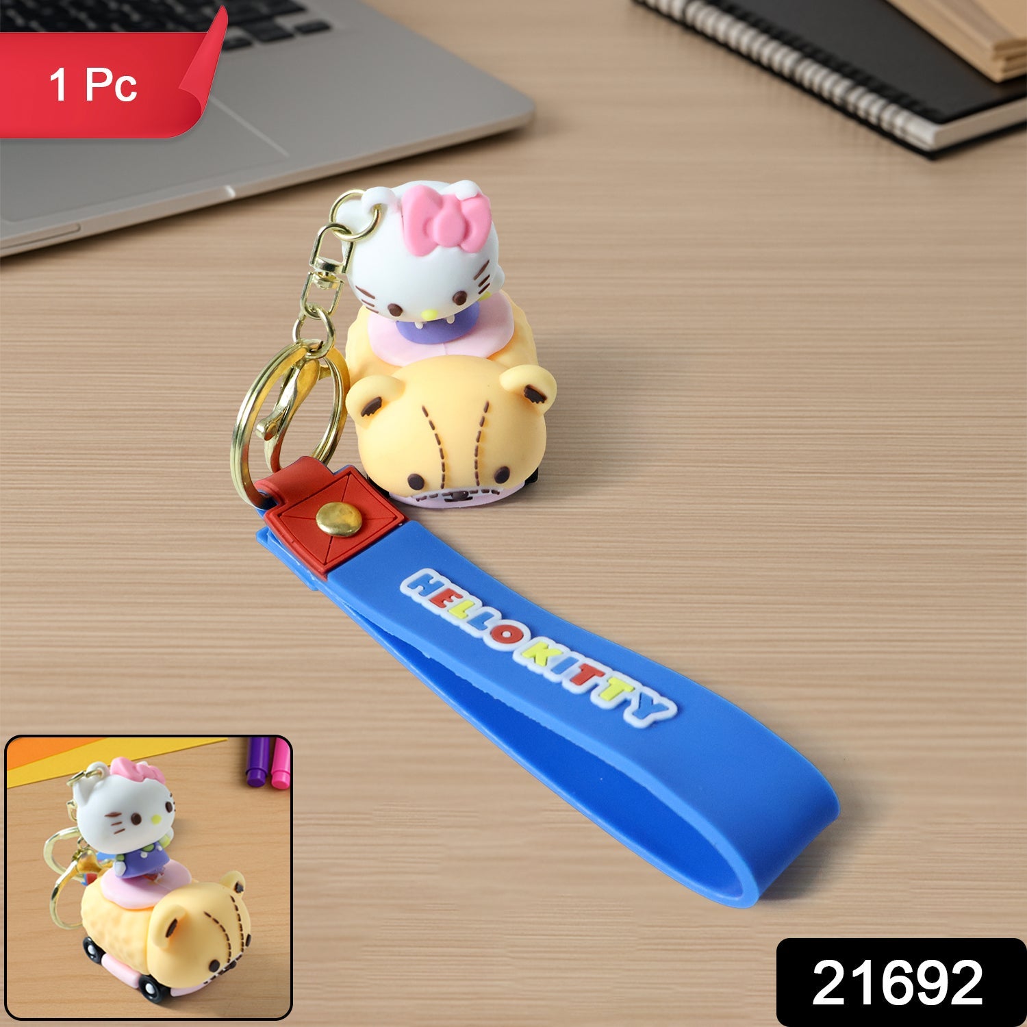 Cartoon Cat Silicone Keychain – Cute Soft Key Holder with Wrist Strap Secondary image