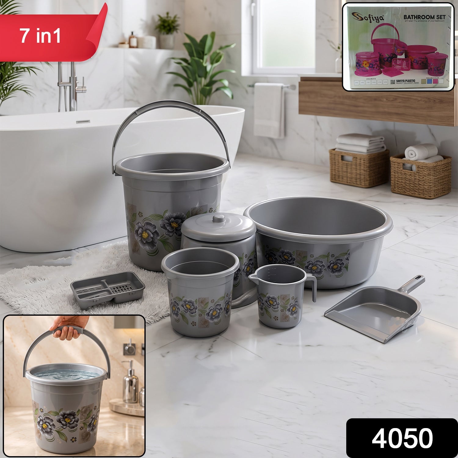 7-Piece Bathroom Set – Durable Plastic Organiser | VelvetBubbles Secondary image