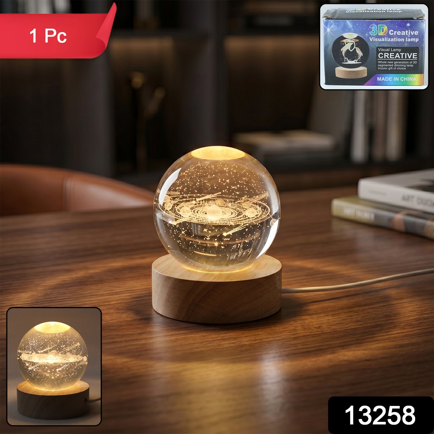 Astronomy Crystal Ball Lamp – 3D Night Light | Indo Glow Secondary image
