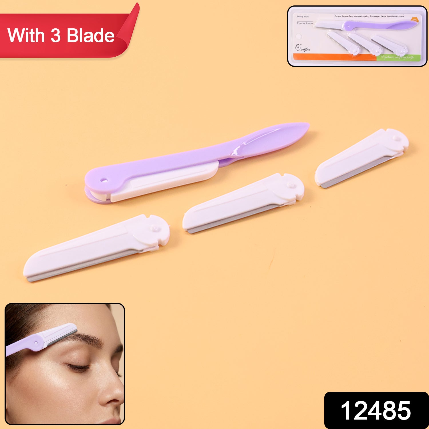 Eyebrow Razor with 3 Replaceable Blades – Precision Facial Grooming Secondary image