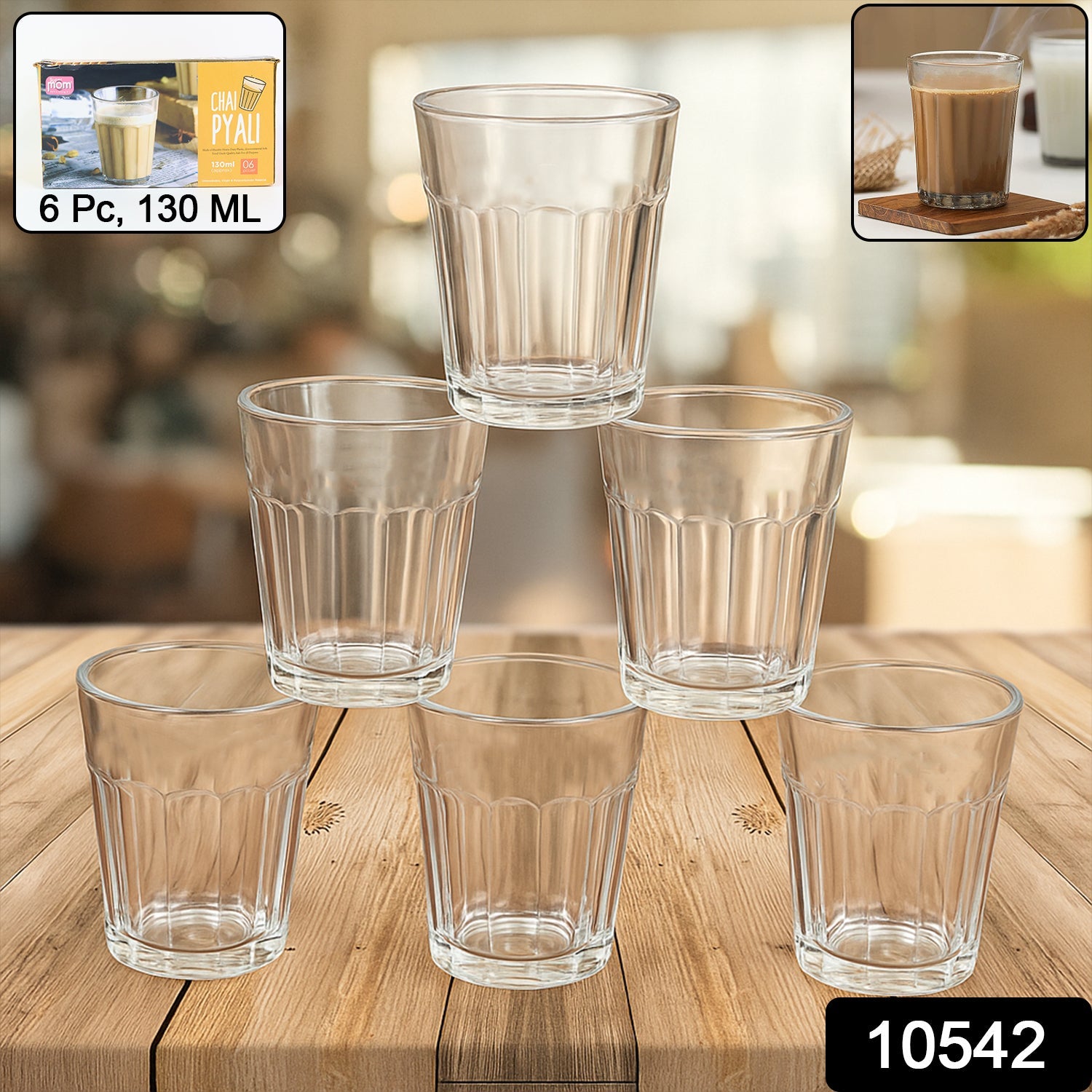 Chai Pyali Glass Set – 6 Pcs Transparent Unbreakable 130ml Secondary image