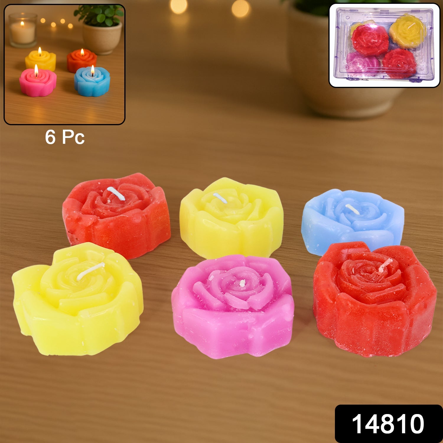Rose Shaped Wax Candle Set – Elegant 6-Piece Home Decor Secondary image
