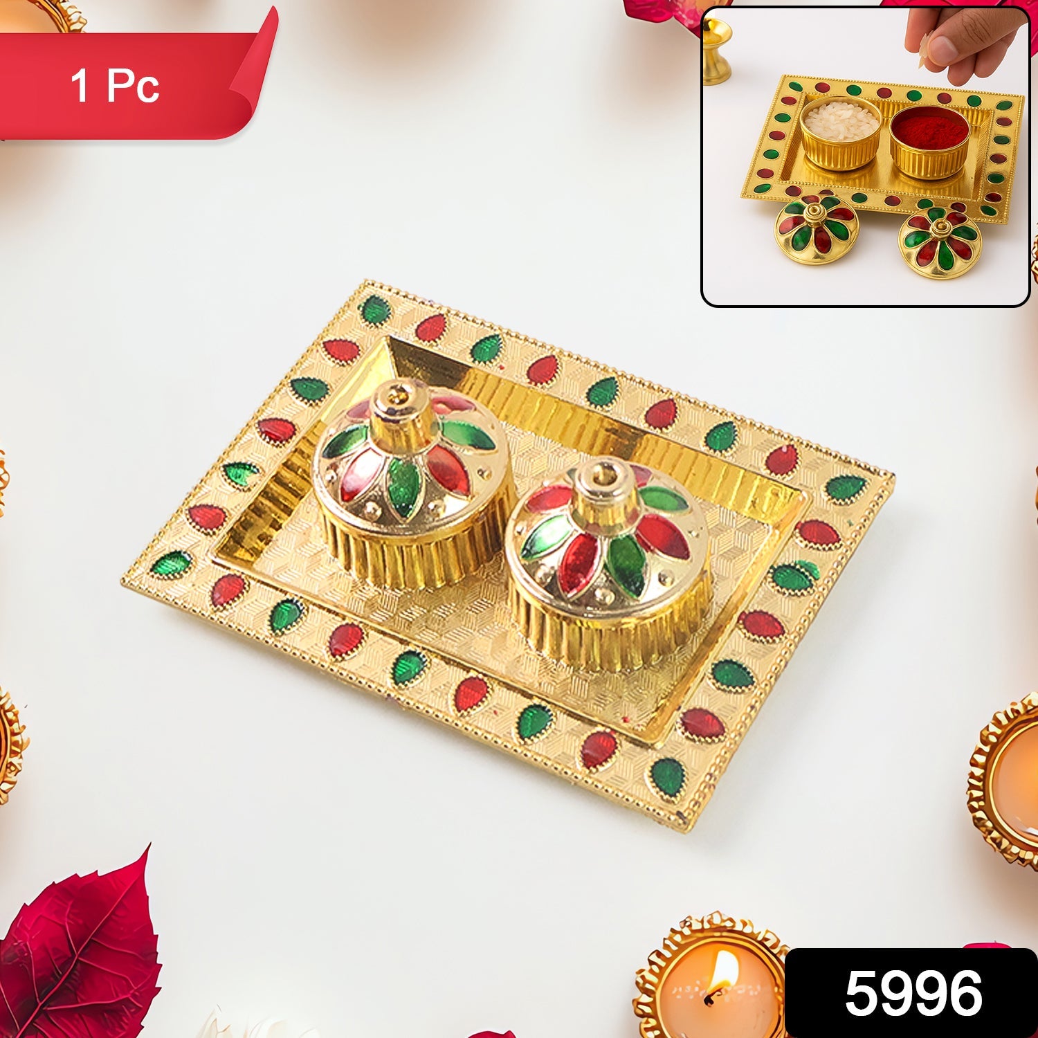 Raksha Bandhan Pooja Thali – Festive Plastic Kumkum Holder | CookAura Secondary image