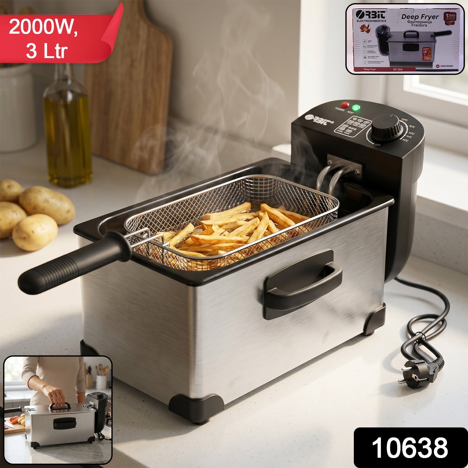 Deep Fryer 2000W – Durable 3L Stainless Steel Electric Fryer Secondary image