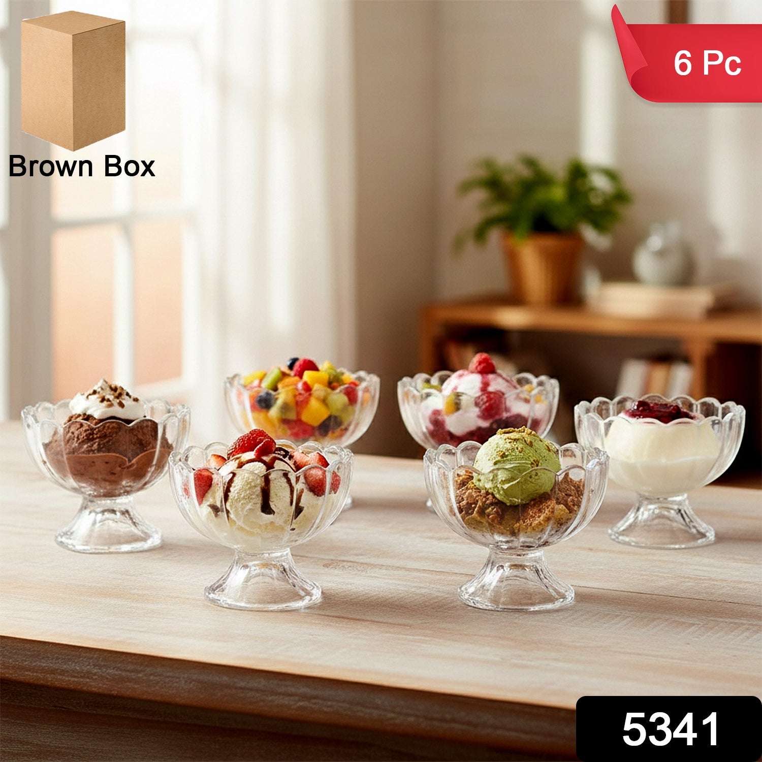 Serving Dessert Bowls – 6 Pc Brown Plastic Set | Lunchie Bunchie Secondary image