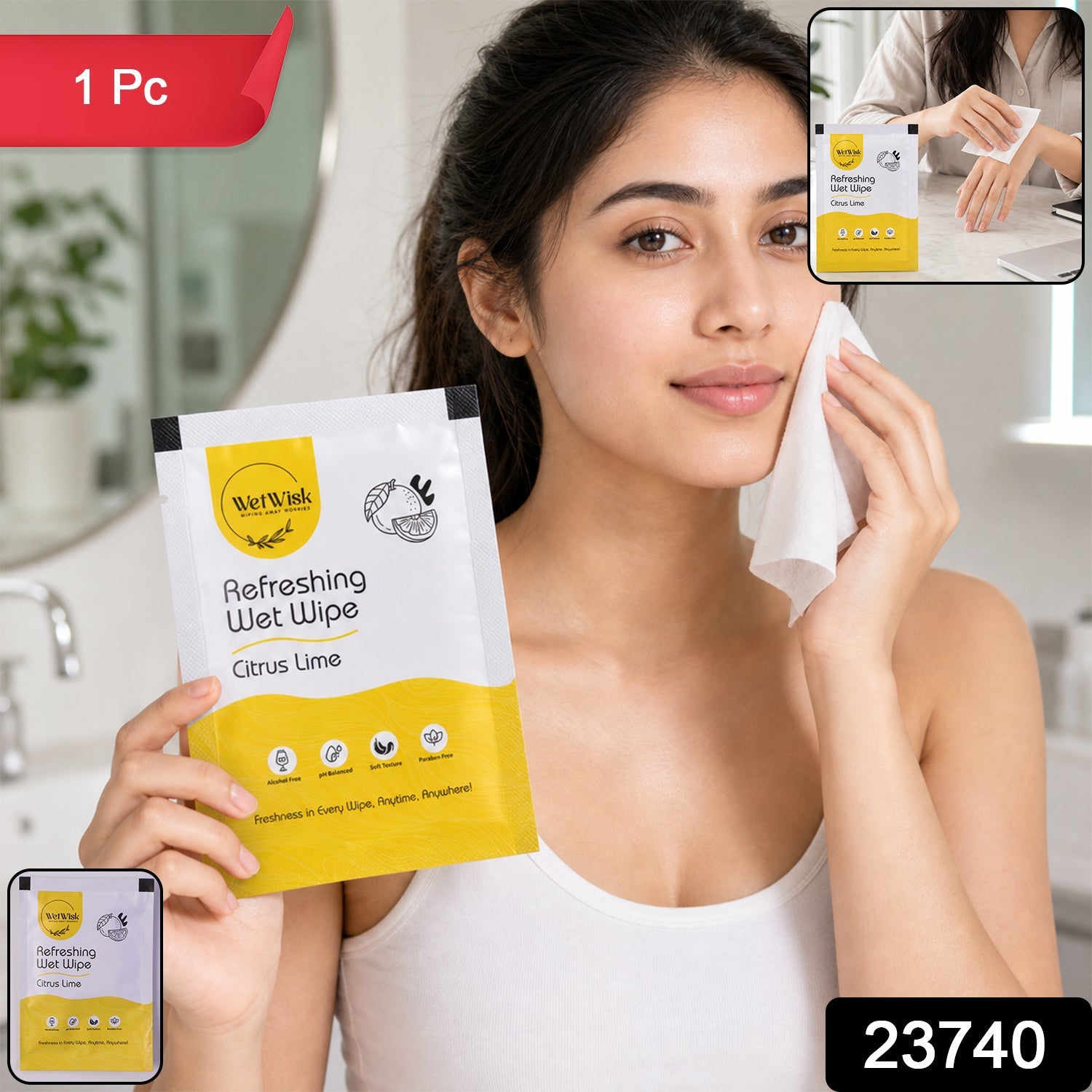 Citrus Lime Wet Wipes – Refreshing & Gentle Face, Hand & Body Cleansing Secondary image