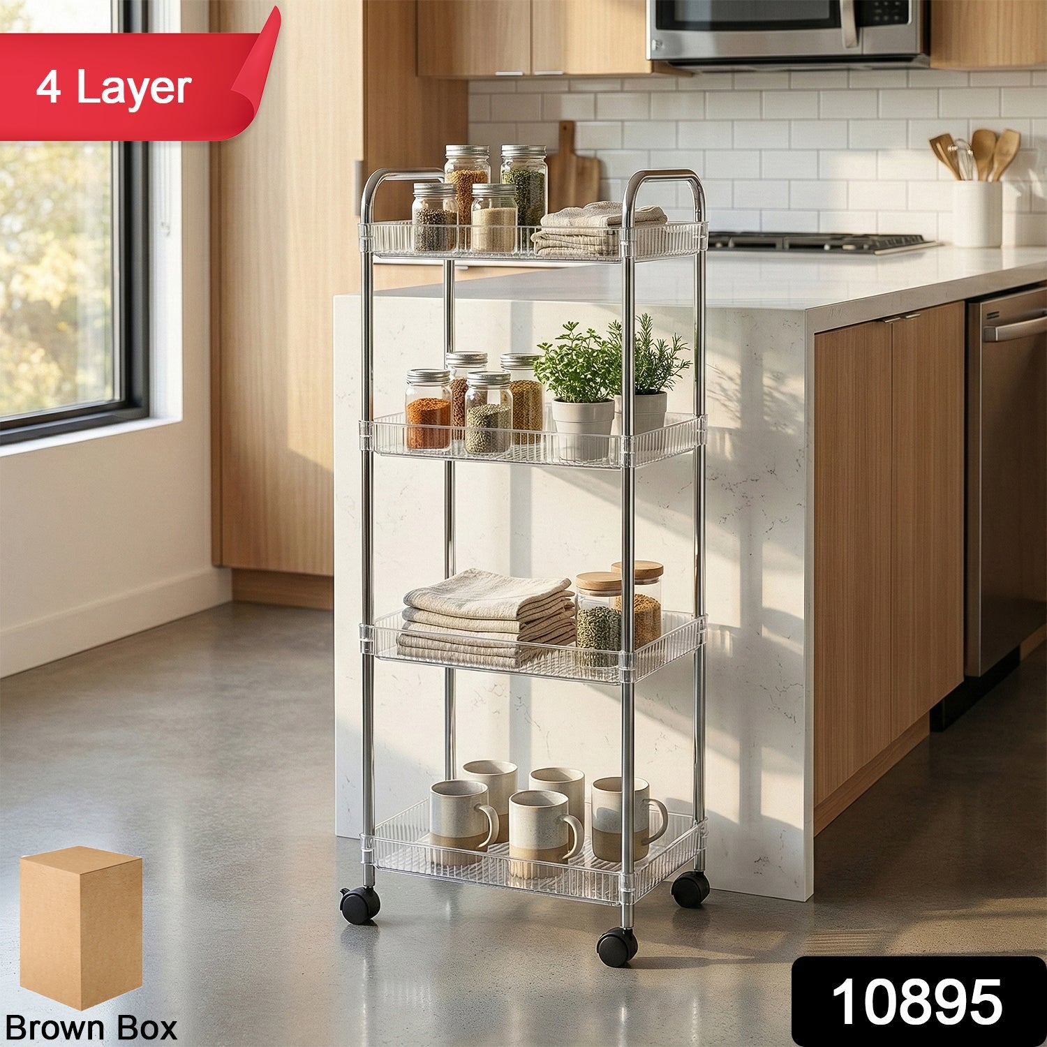 4 Layer Storage Trolley with Wheels – Multipurpose Organizer Cart Secondary image