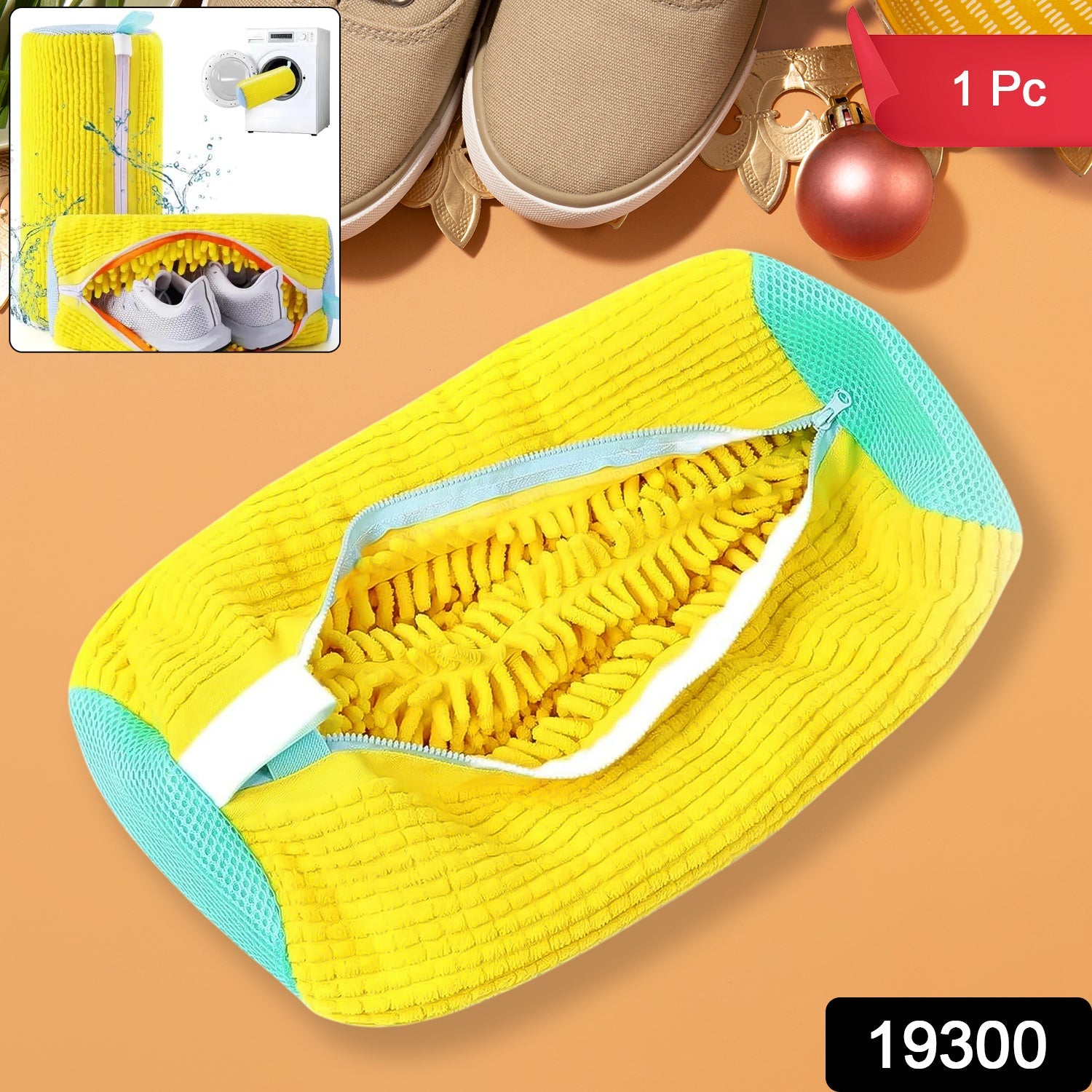 Shoe Washing Machine Bag – Microfiber Chenille Lining with Zipper Secondary image