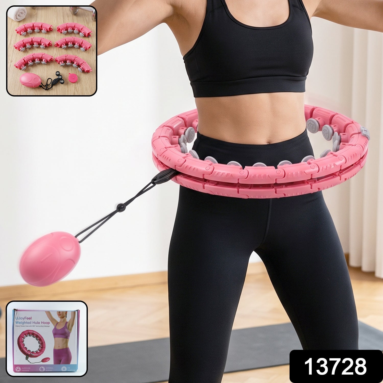Adjustable Smart Weighted Hula Hoop with Massage Ball for Waist Slimming (1 Pc) Secondary image