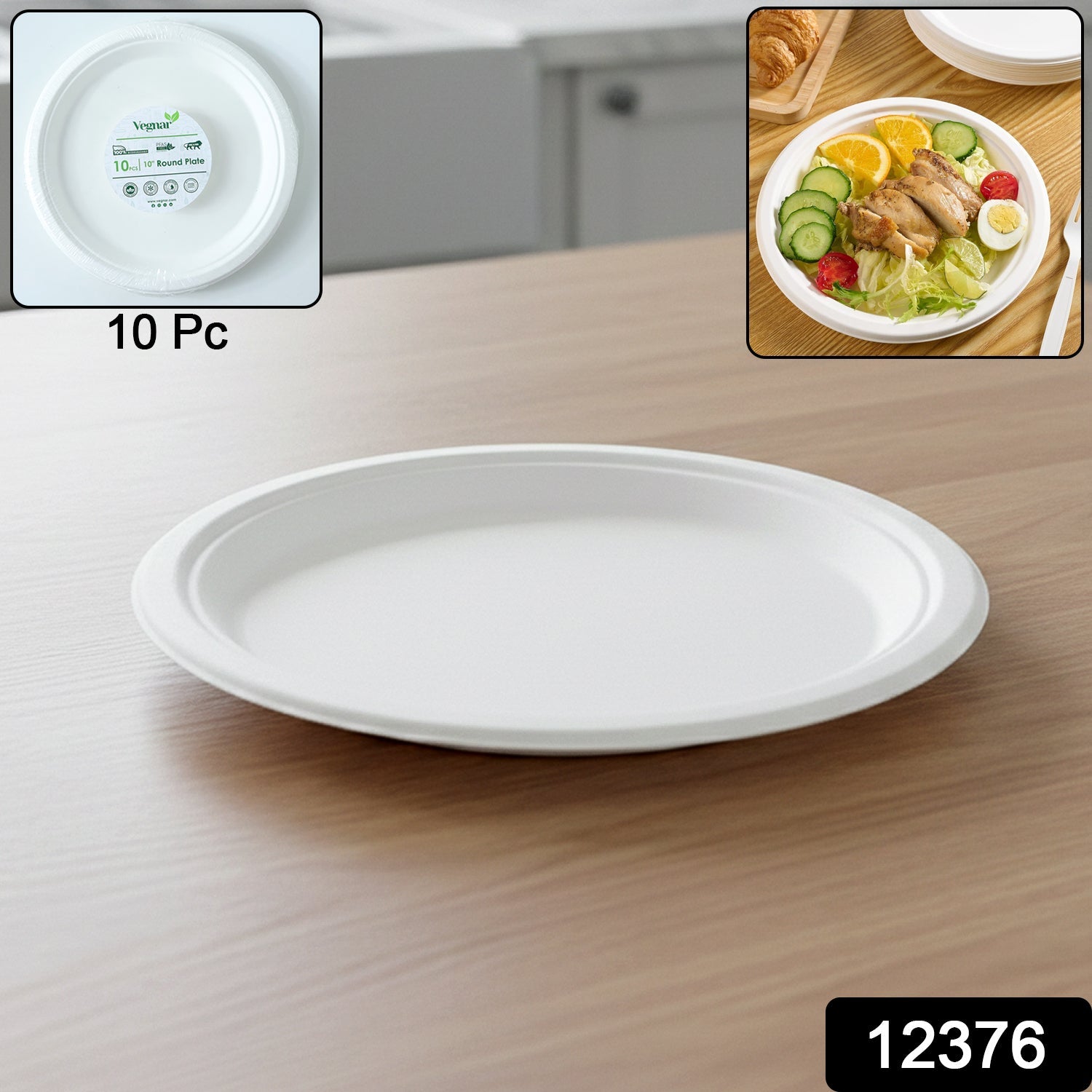 Disposable Round Food Serving Plate – 10 Pc Lightweight Set Secondary image