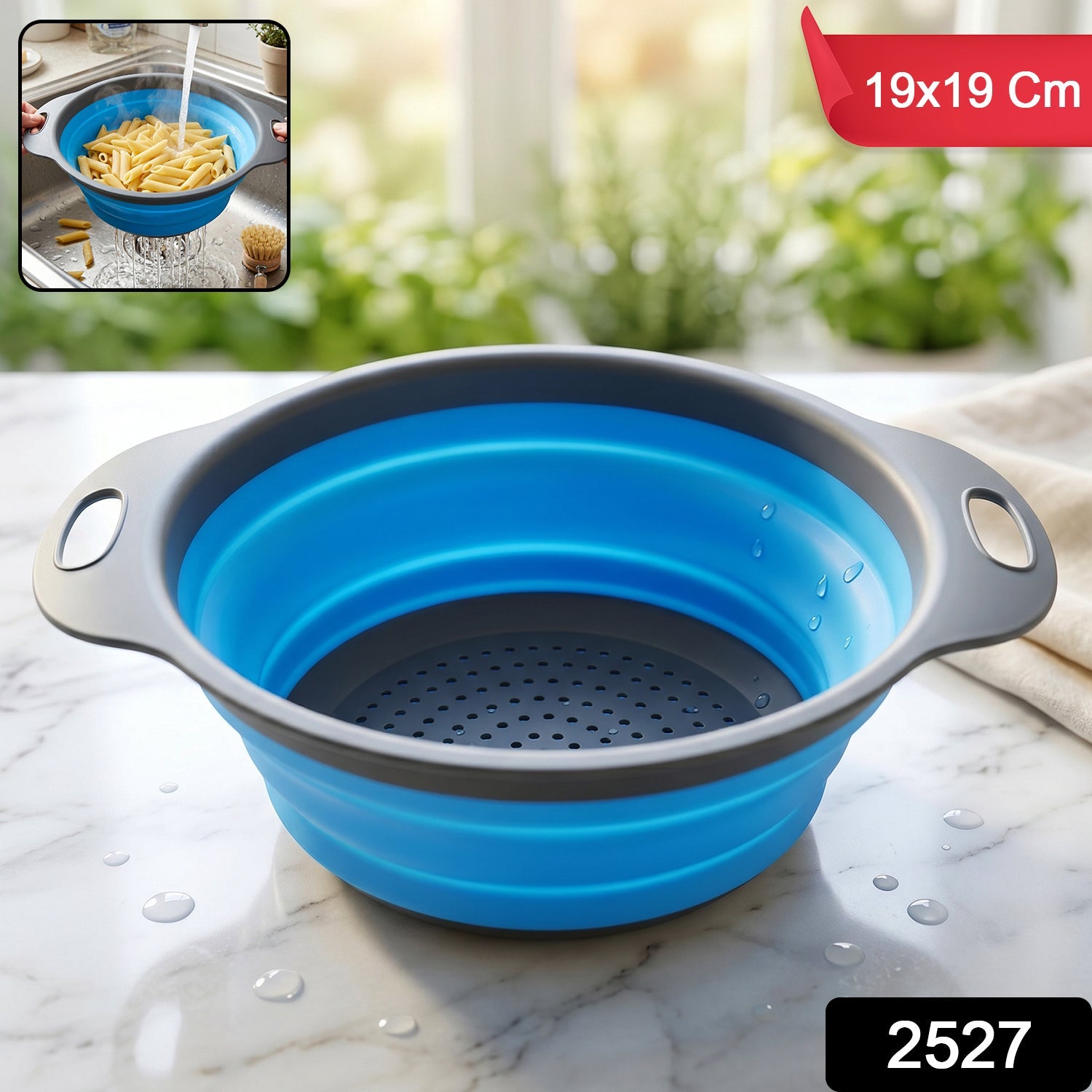Foldable Silicone Strainer – Space-Saving Kitchen Drainer with Handles Secondary image